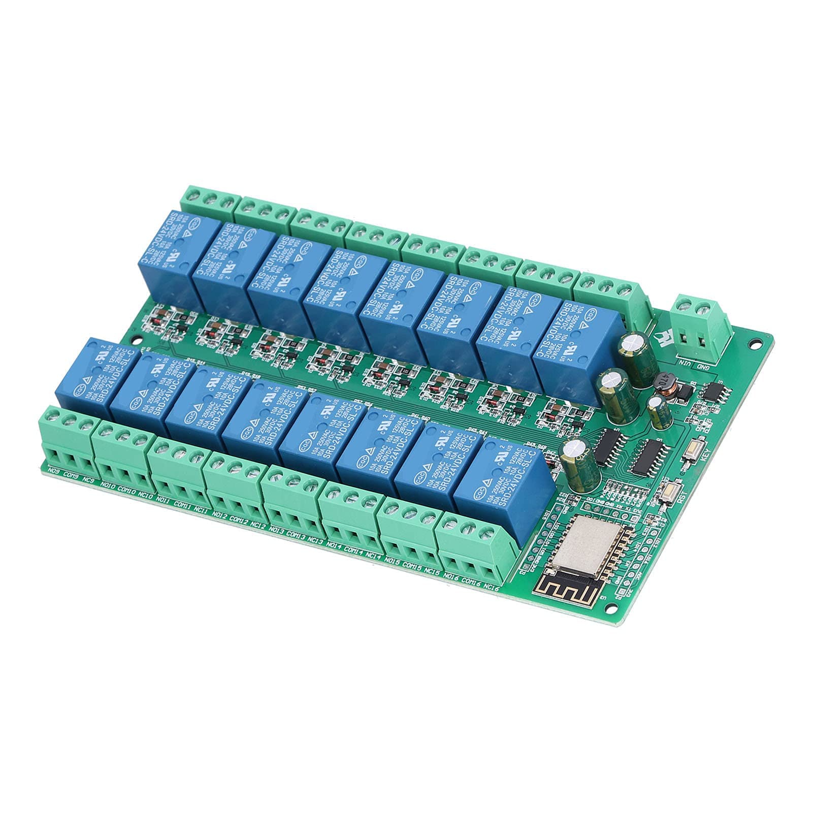 Modulo Relè Scheda di Sviluppo del Telecomando WiFi a 16 Canali DC 24V per lo Sviluppo Secondario ESP8266 Apprendimento del Controllo Wireless della Casa Intelligente