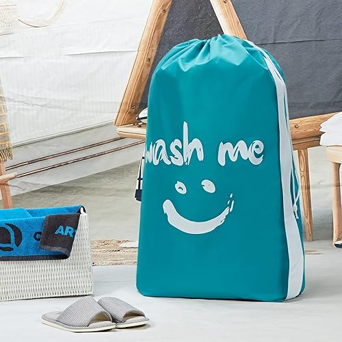 Vista 20 de HOMEST - Bolsa de lavandería con correa para viaje, bolsa de almacenamiento grande antidesgarro con cordón ajustable, lavable a máquina, nailon