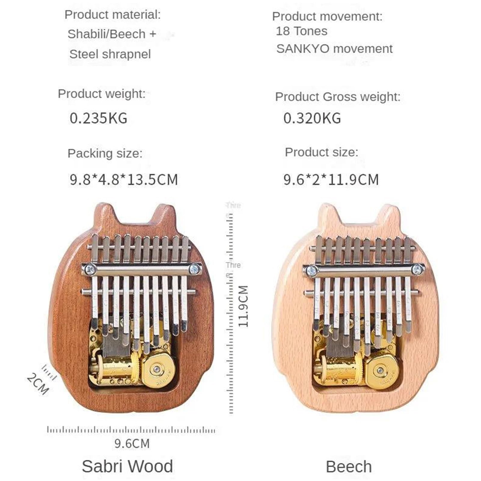 Daumenklavier Aus Holz, 10 Noten, Anfänger Üben Kalimba-Fingerklavier, Tragbare Musikalische Tasteninstrumente Fingerklaviere(Style 8)