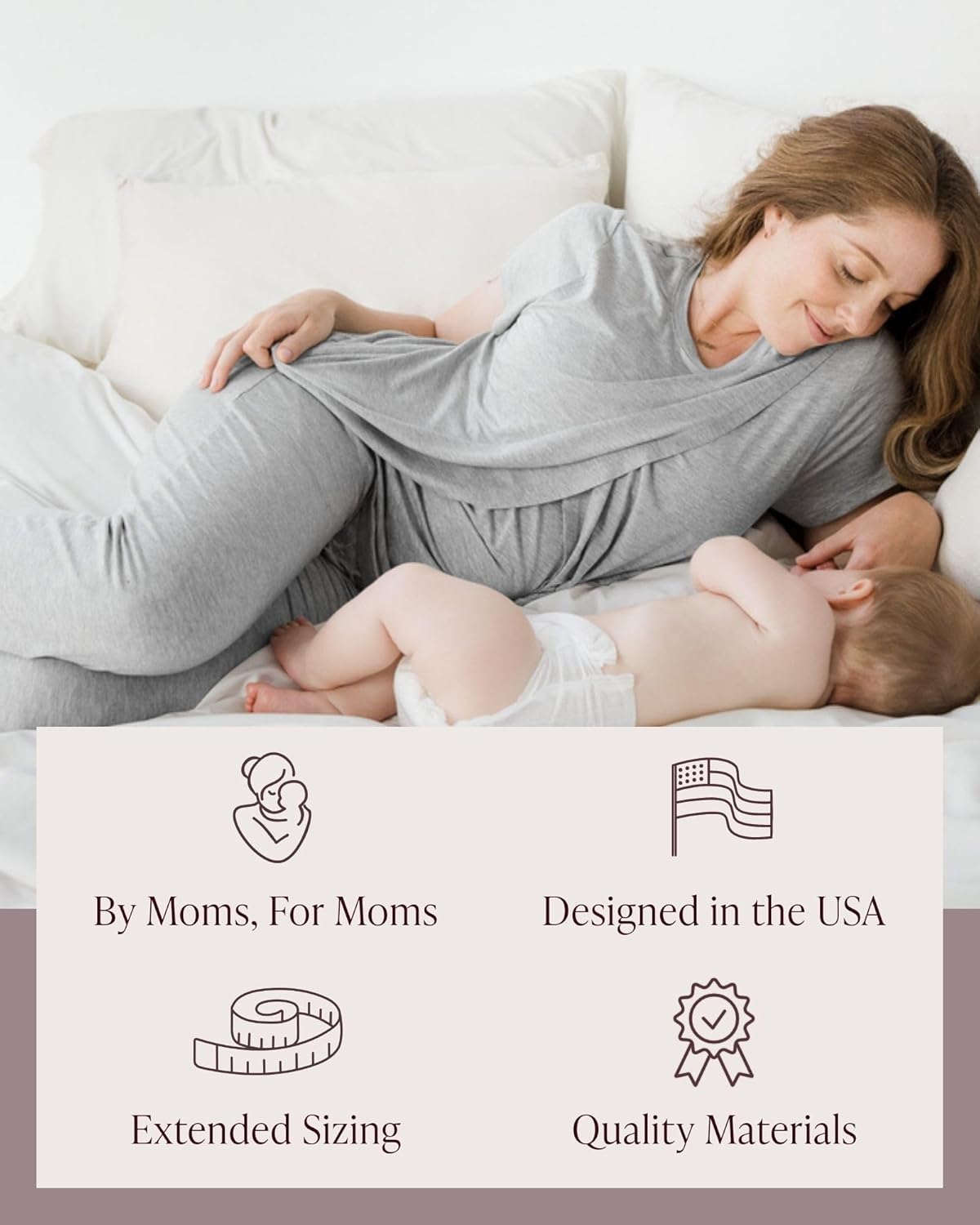 Kindred Bravely Tulip Hem Maternity Pajamas & Postpartum Lounge Sets for Women, Short Sleeve Nursing Pajamas - Image 6