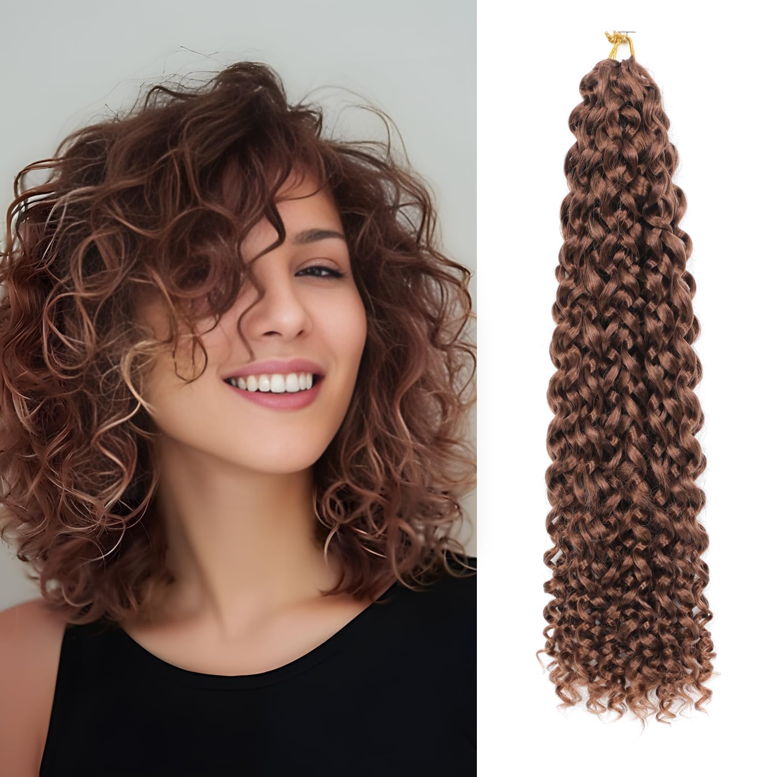8 Packs GoGo Curl Crochet Hair 12 Inch Short Curly Crochet Hair for Women Beach Curl Water Wave Deep Twist Crochet Braids Synthetic Braiding Hair Extensions (30#