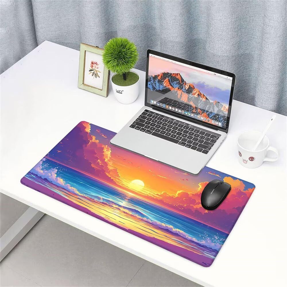Podkładka pod mysz XXL kolor pod ręką biurko akcesoria do gier klawiatura podkładka pod mysz zachód słońca rozszerzona szeroka mata do gier 1400 x 600 x 3 mm wodoodporna antypoślizgowa gumowa podstawa