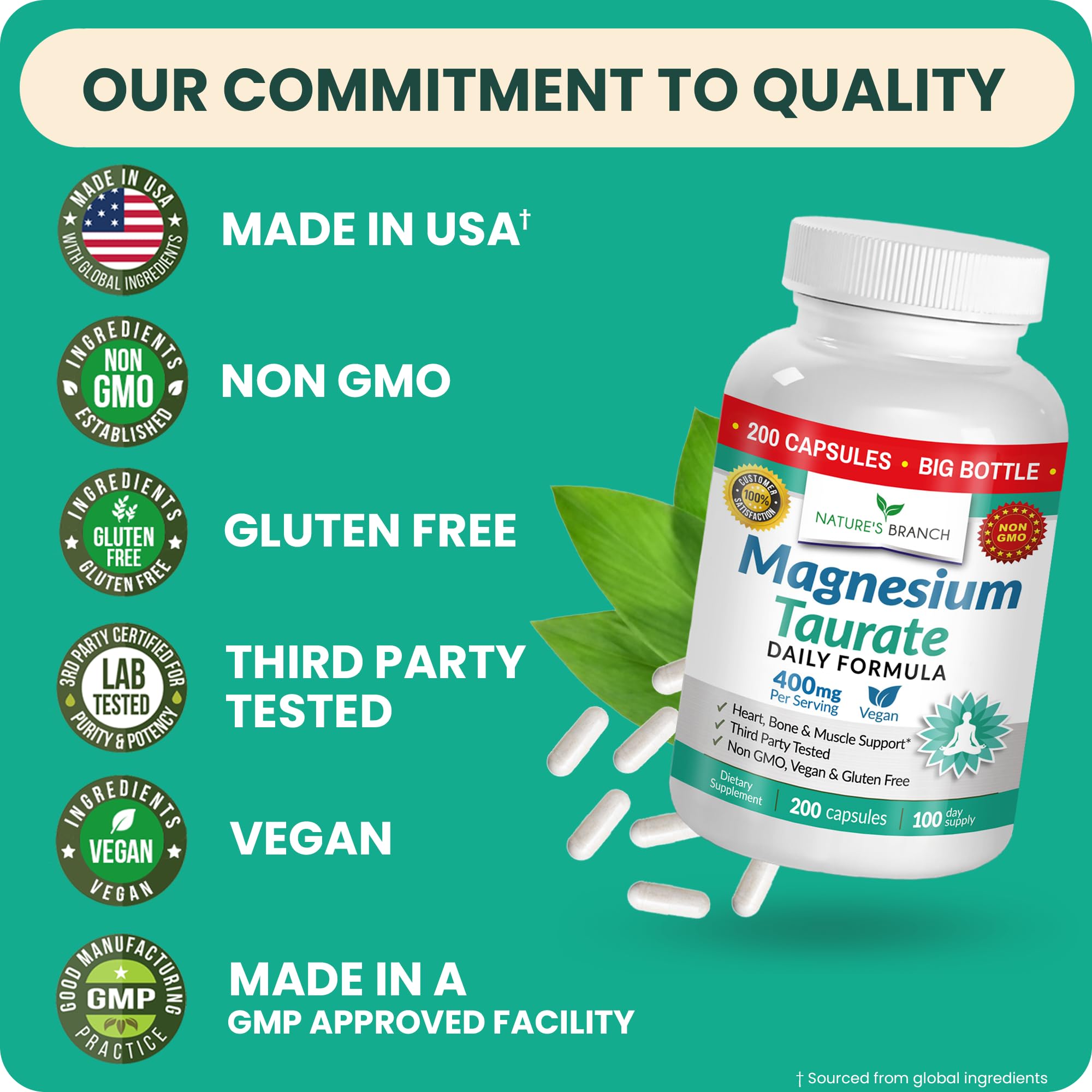 Magnesium Taurate 400mg – High Absorption for Sleep, Heart Health & Calm — Amazon image 7