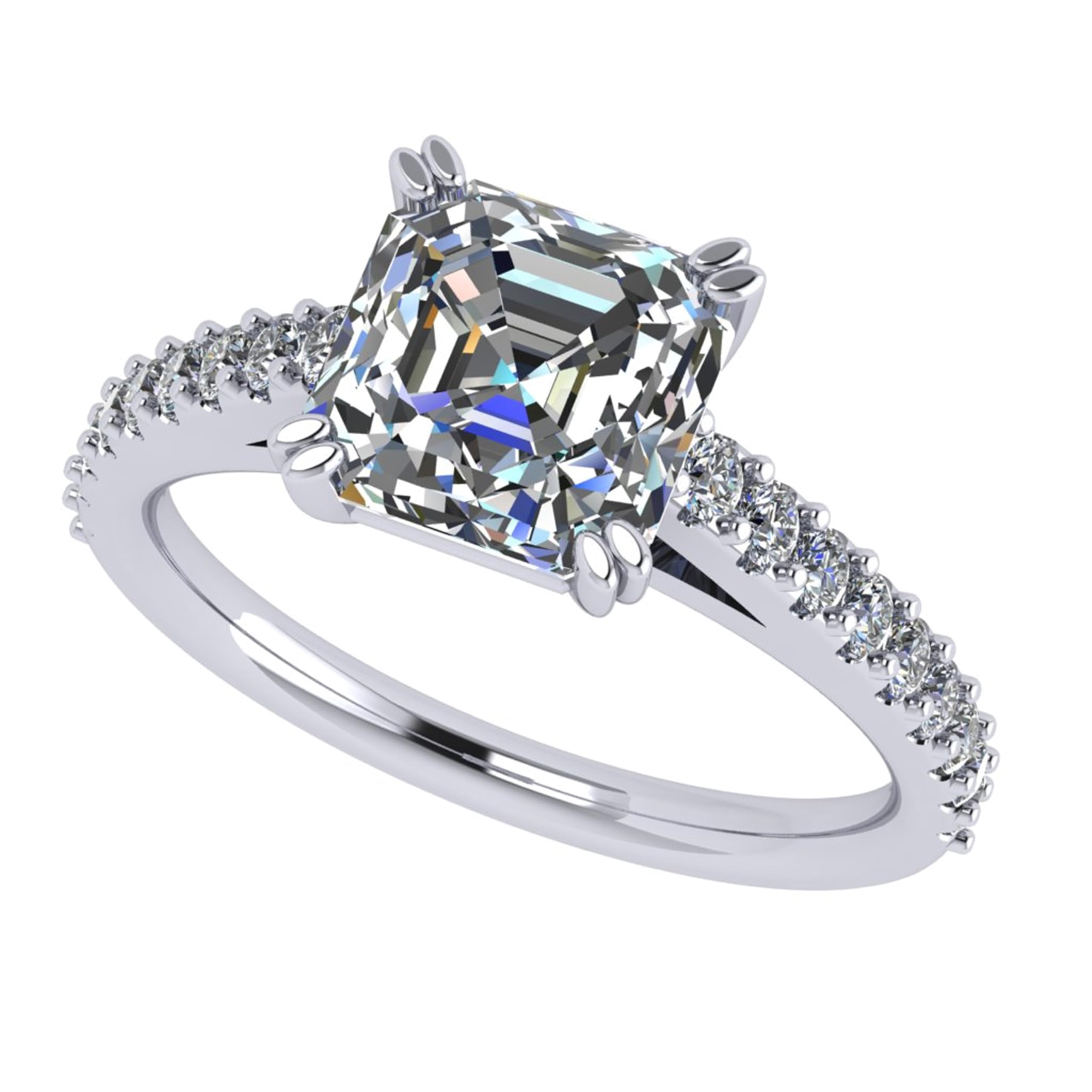 NANA Jewels 2.00ct Asscher cut Cathedral Solitaire simulated Diamond Engagement Ring Sterling Silver