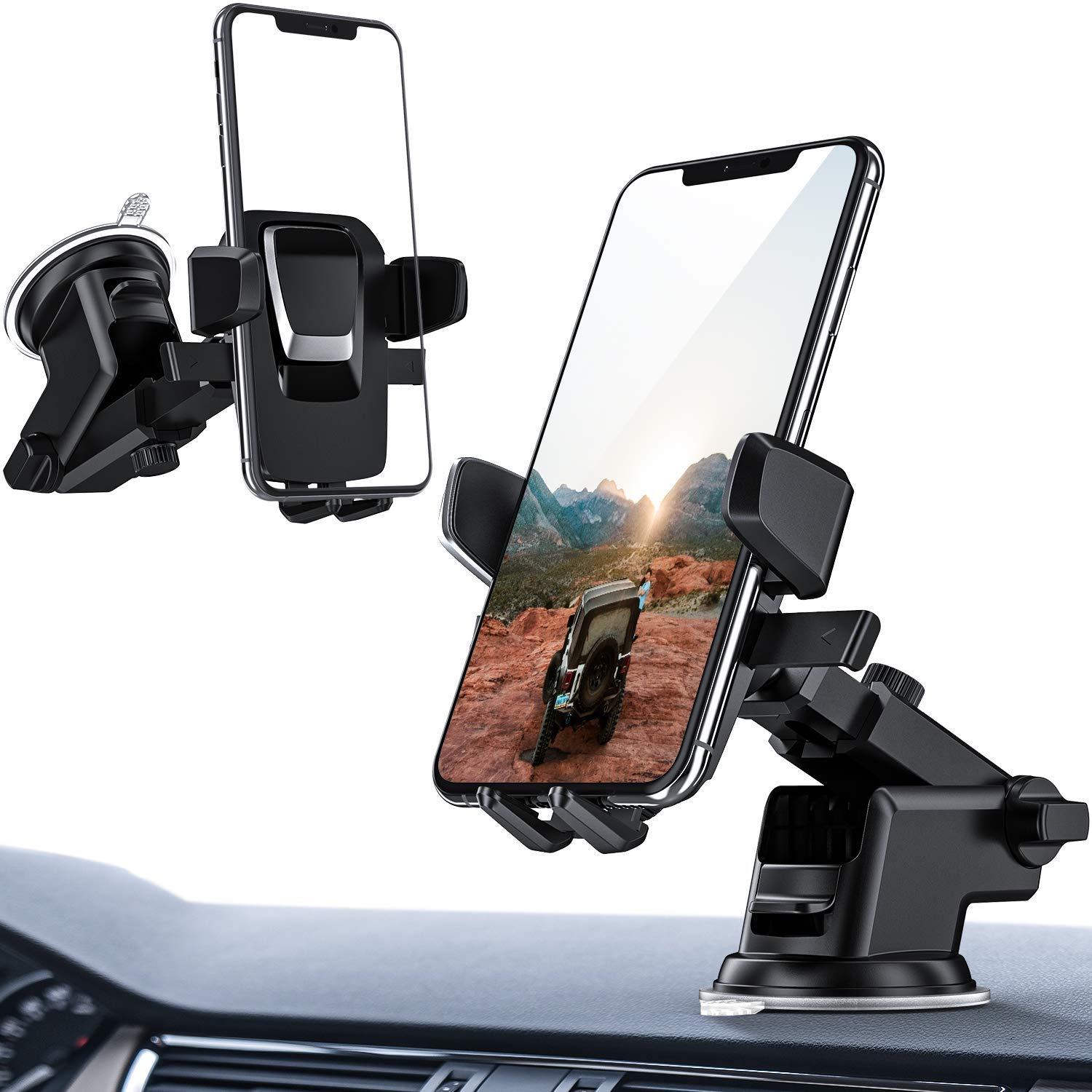 CLOUDVALLEY Easy One Touch Dashboard & Windshield Universal Car Mount Phone Holder Desk Stand with Suction Cup Base and Telescopic Arm for iPhone, Samsung, Google, More Smartphones-image-25