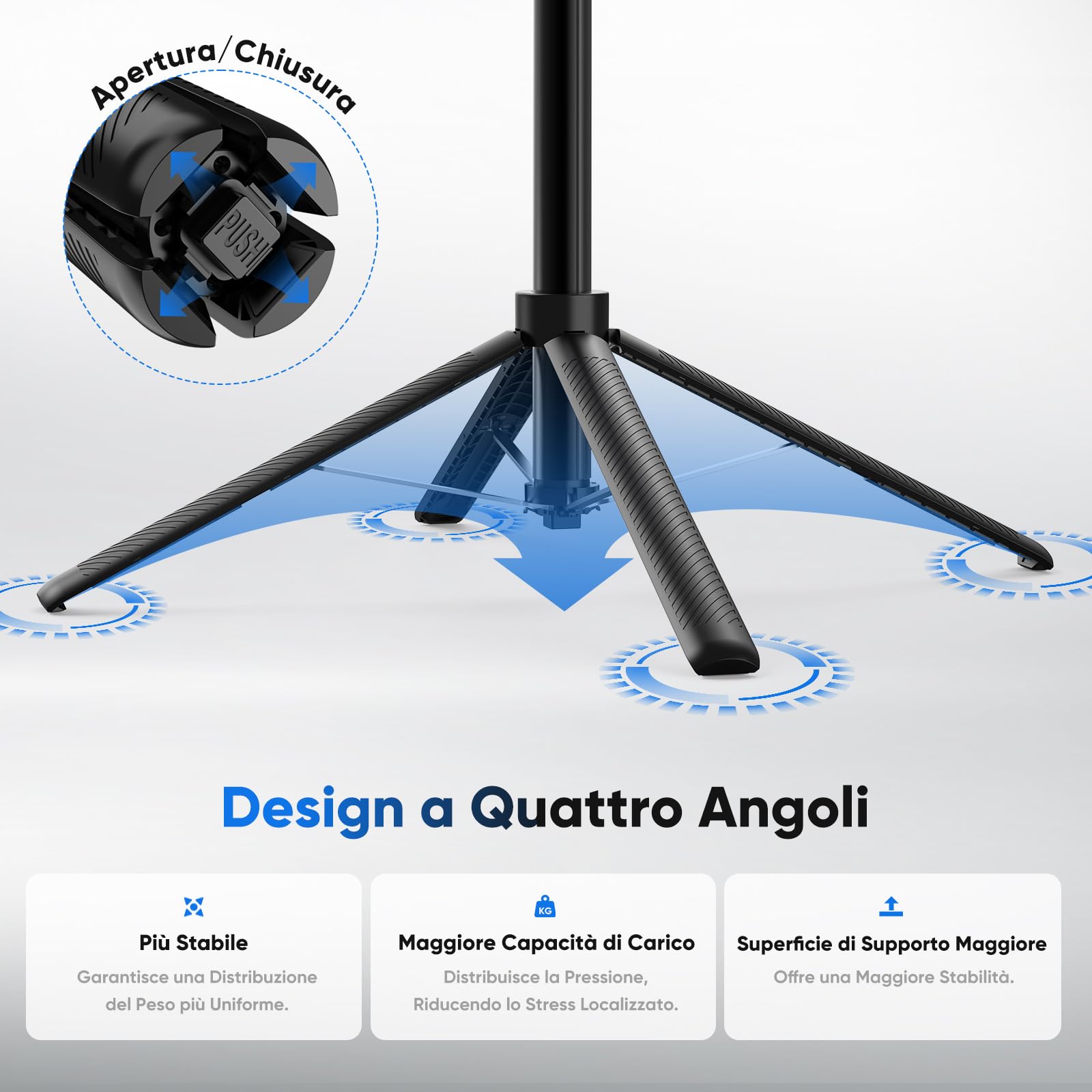 Jeebel Treppiede a Tracciamento Automatico del Volto - 180cm Bastone Selfie con Luci LED/Controllo Gesti/No App/Ruotabile 360° - Stabilizzatore Gimbal per Telefono Action-Cam DSLR Video Live Vlog