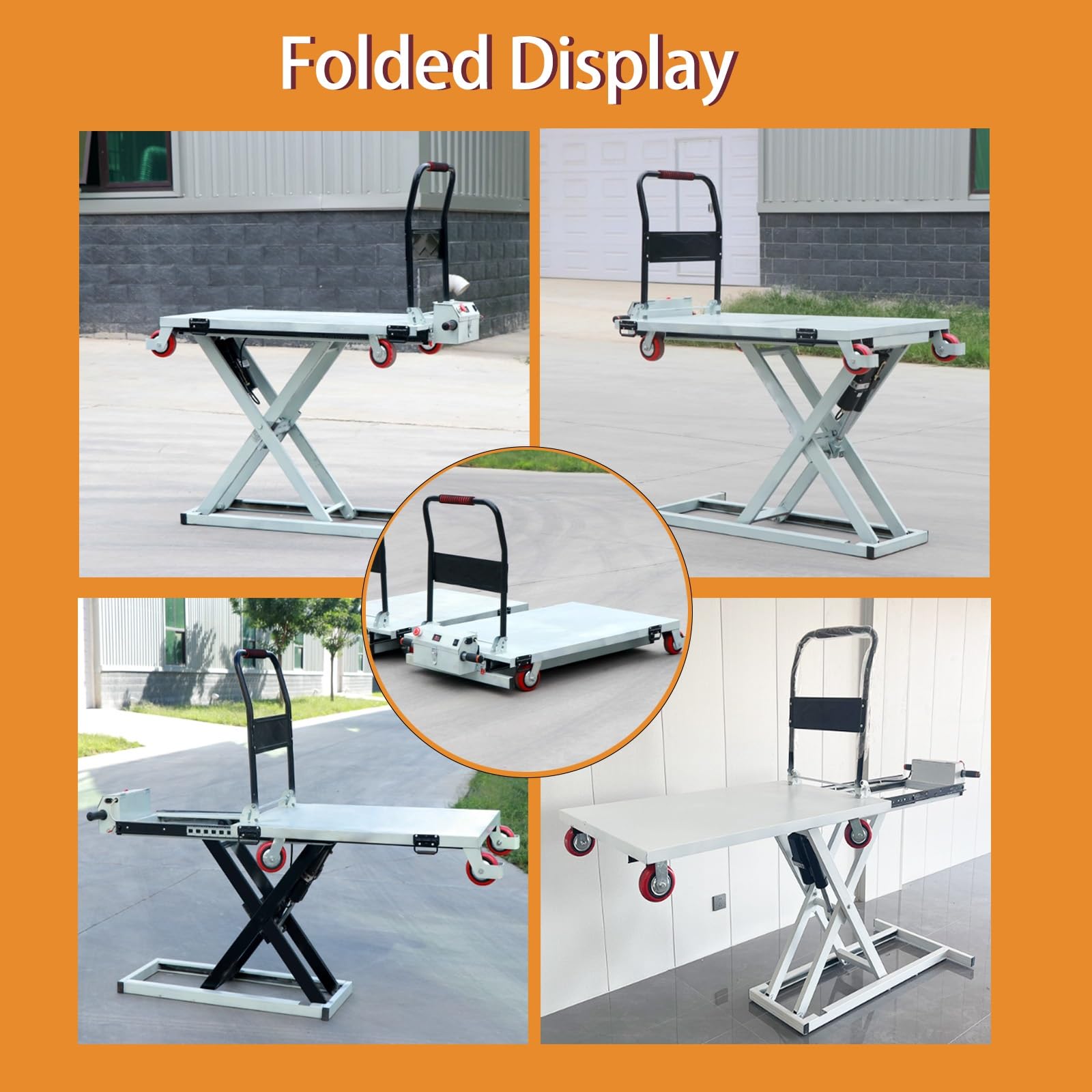 Carrello elevatore a Forbice elettroidraulico - Portata 300 kg con 4 Ruote per Magazzino, transpallet e movimentazione Materiali, Acciaio Inossidabile, 115x75 cm (Carbon Steel 155x75cm)