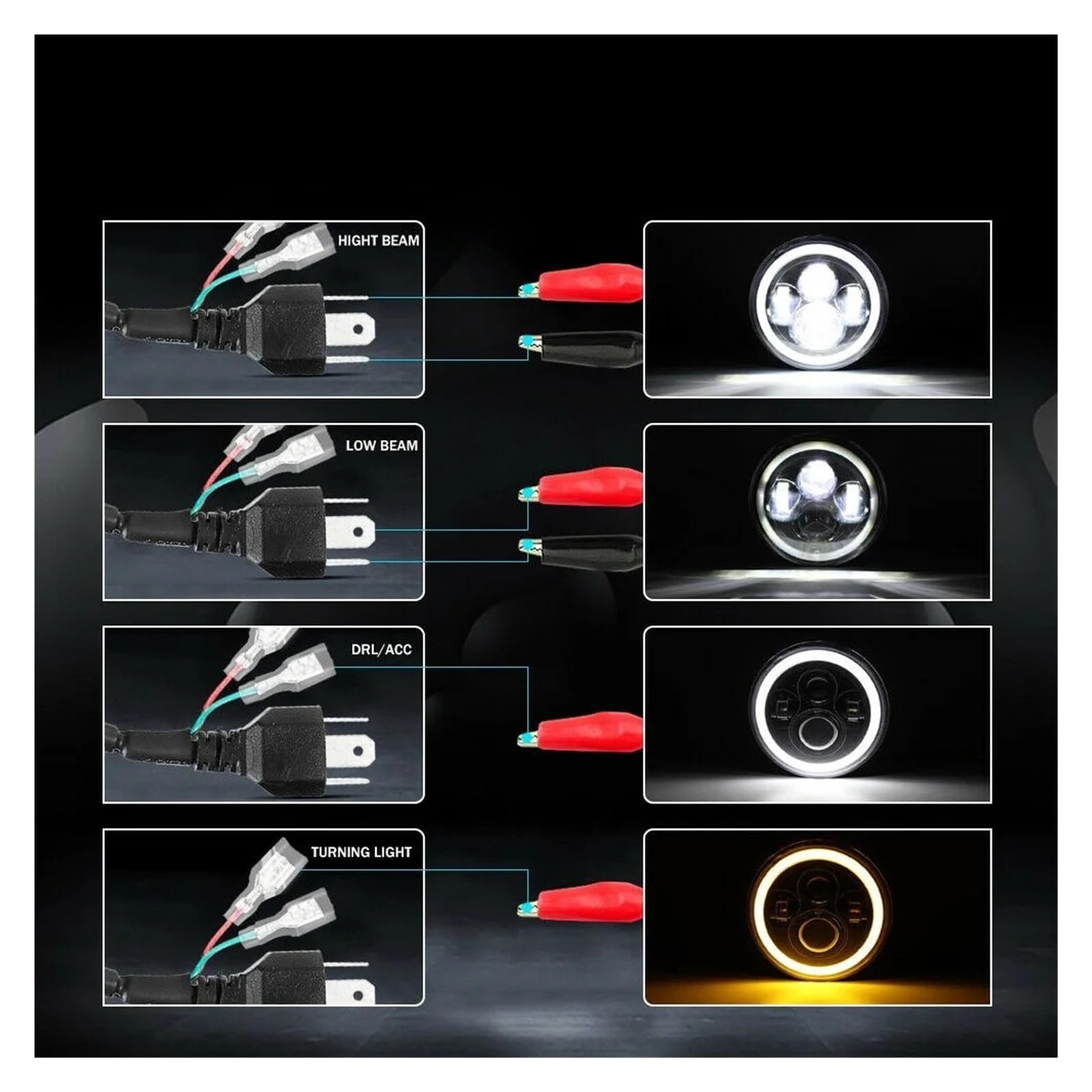 Fendinebbia Per Urban Per BMW Per Jeep JK 4x4 Per Suzuki Per Samurai Per Jeep Per Wrangler Fuoristrada 2 Pezzi Per Auto 7" Fari A LED Hi/Low H4 Halo Angle Eyes LED Fari Anteriori(2 pcs Round-7inch)
