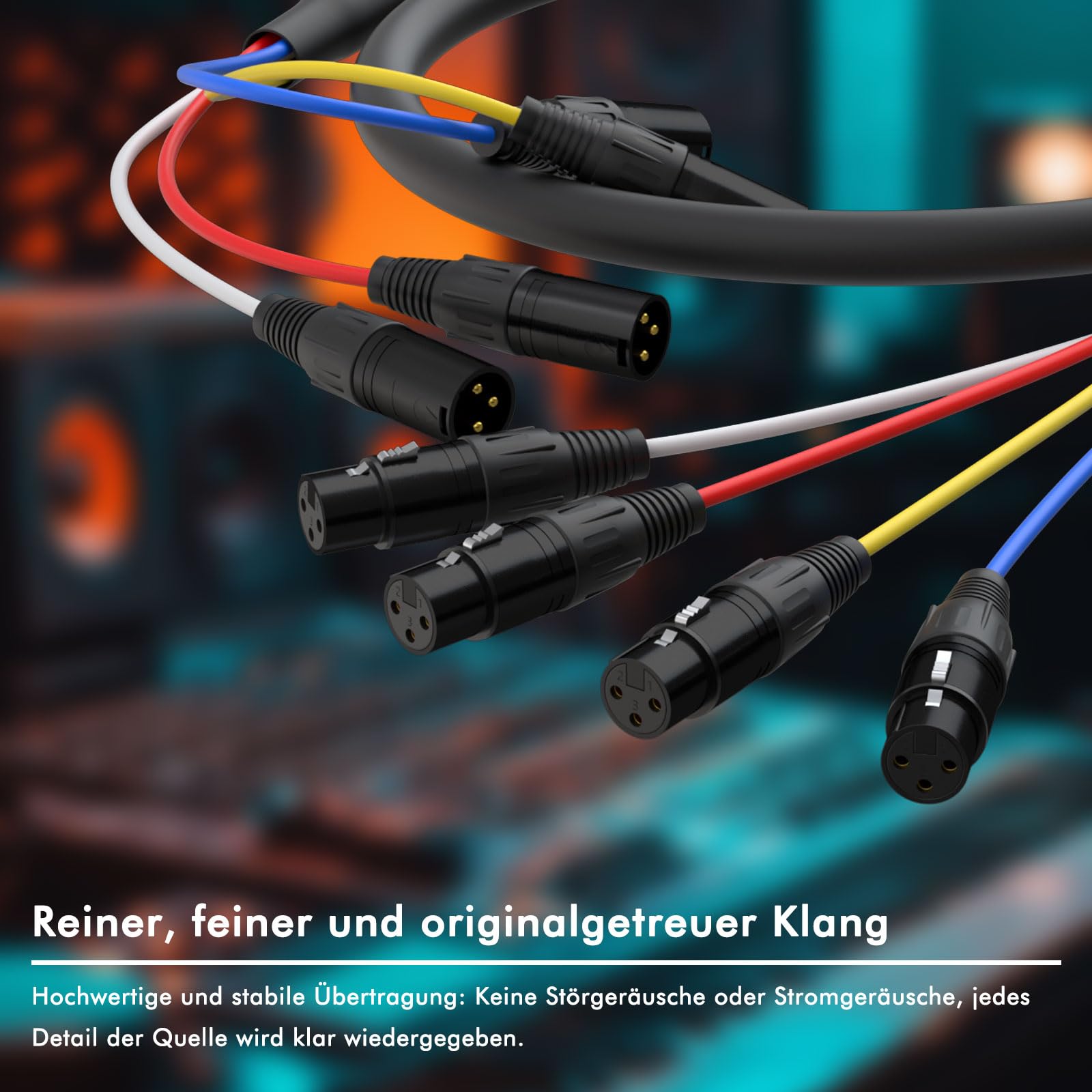 Monosaudio Cable de serpiente XLR de 4 canales, cable de audio simétrico XLR macho a hembra, cobre OFC, apantallamiento múltiple para estudio, en vivo, micrófono y mezclador, 2 m