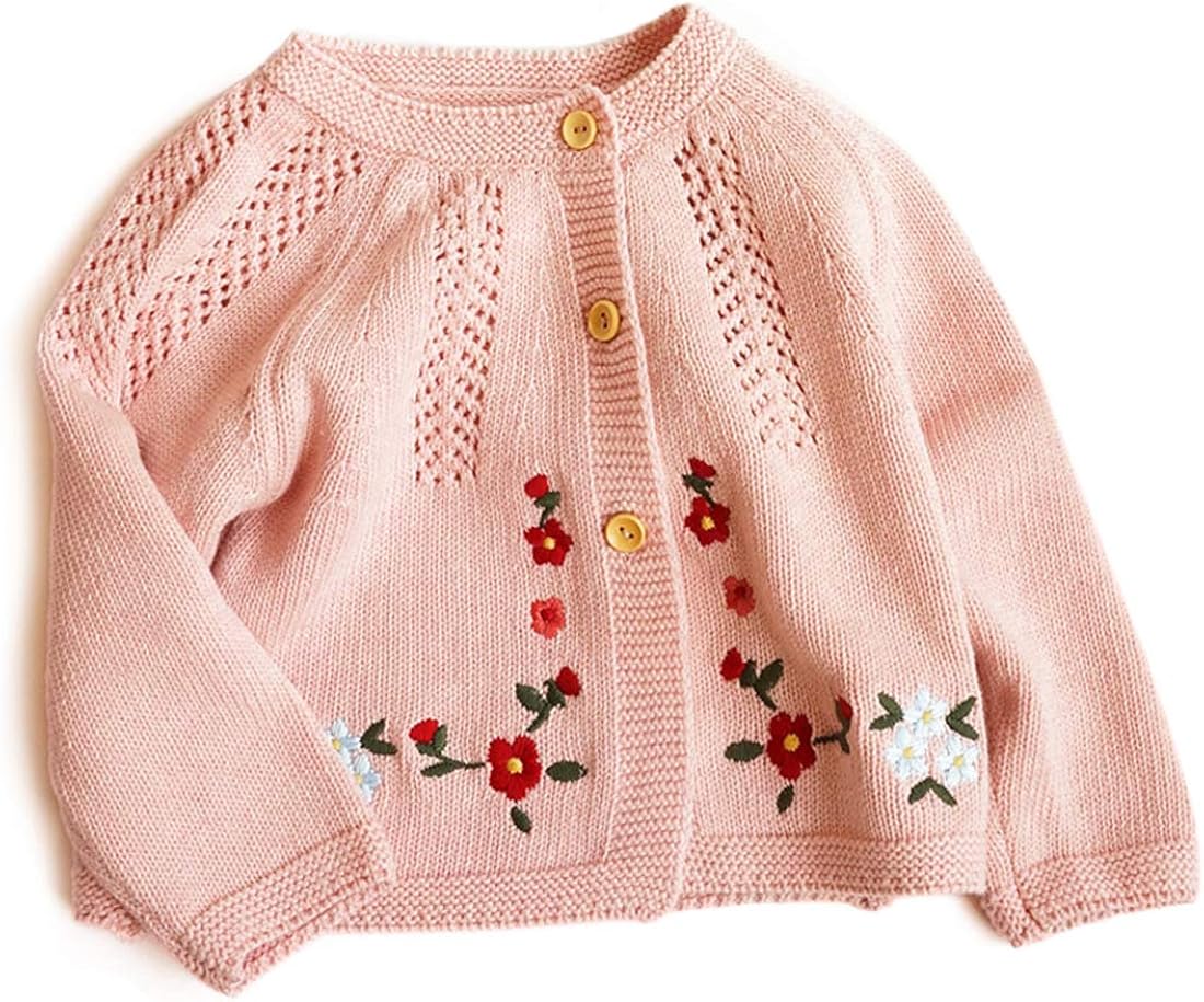 Simplee kids Baby Girl Thin Sweater Solid White Pink Cardigans for Toddler 0-3Years: Clothing, Shoes & Jewelry