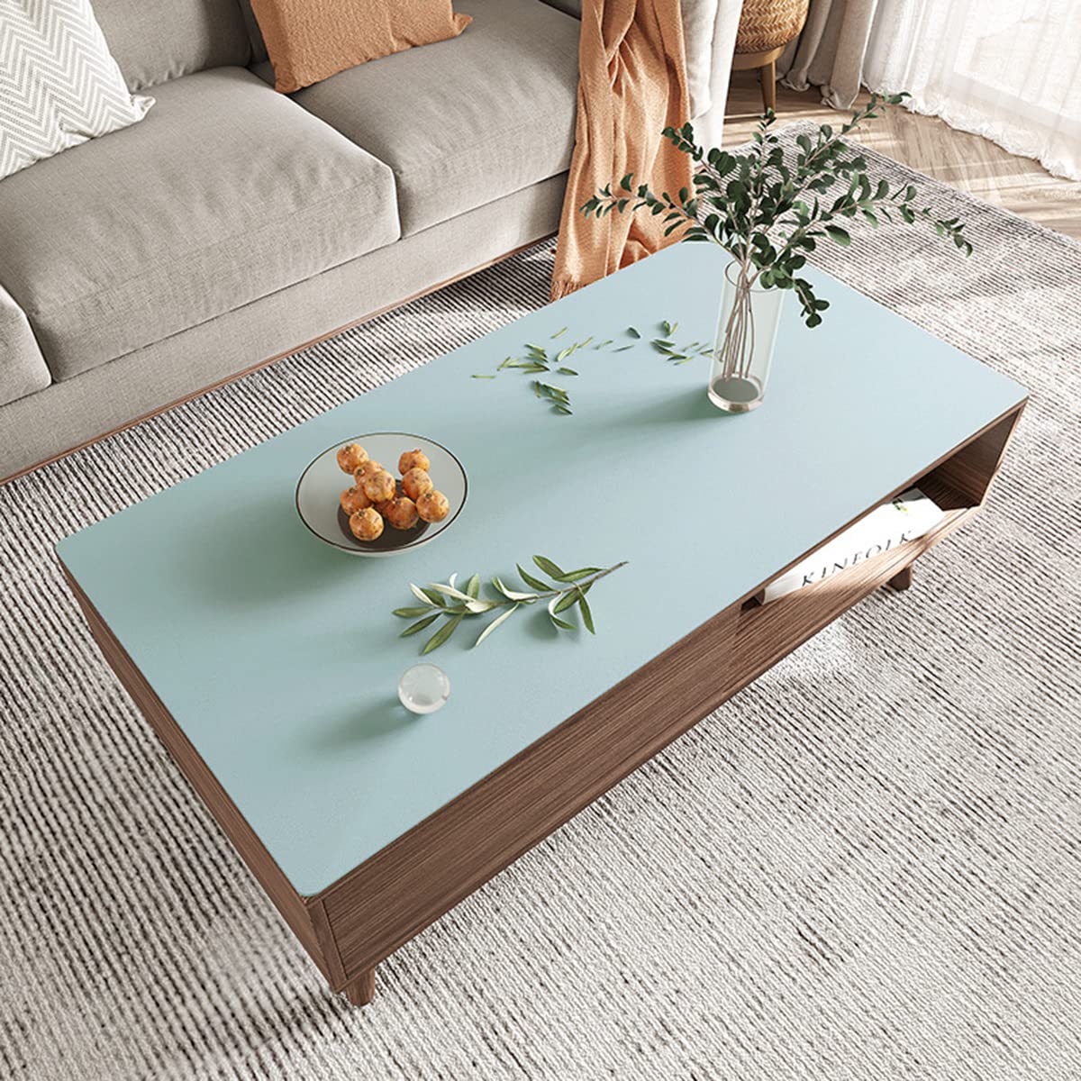 Sottomano da scrivania in ecopelle, antiscivolo, impermeabile, facile da pulire, 50 x 120 cm, colore: azzurro