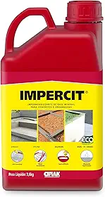 Aditivo líquido impermeabilizante para concreto e argamassa, que permite a redução da permeabilidade para evitar a umidade e infiltração d’água na argamassa. CIPLAK IMPERCIT, Galão 3,6L