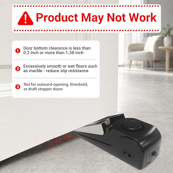 Portable Door Lock and Door Stop Alarm, Hotel Travel Security Set for Home