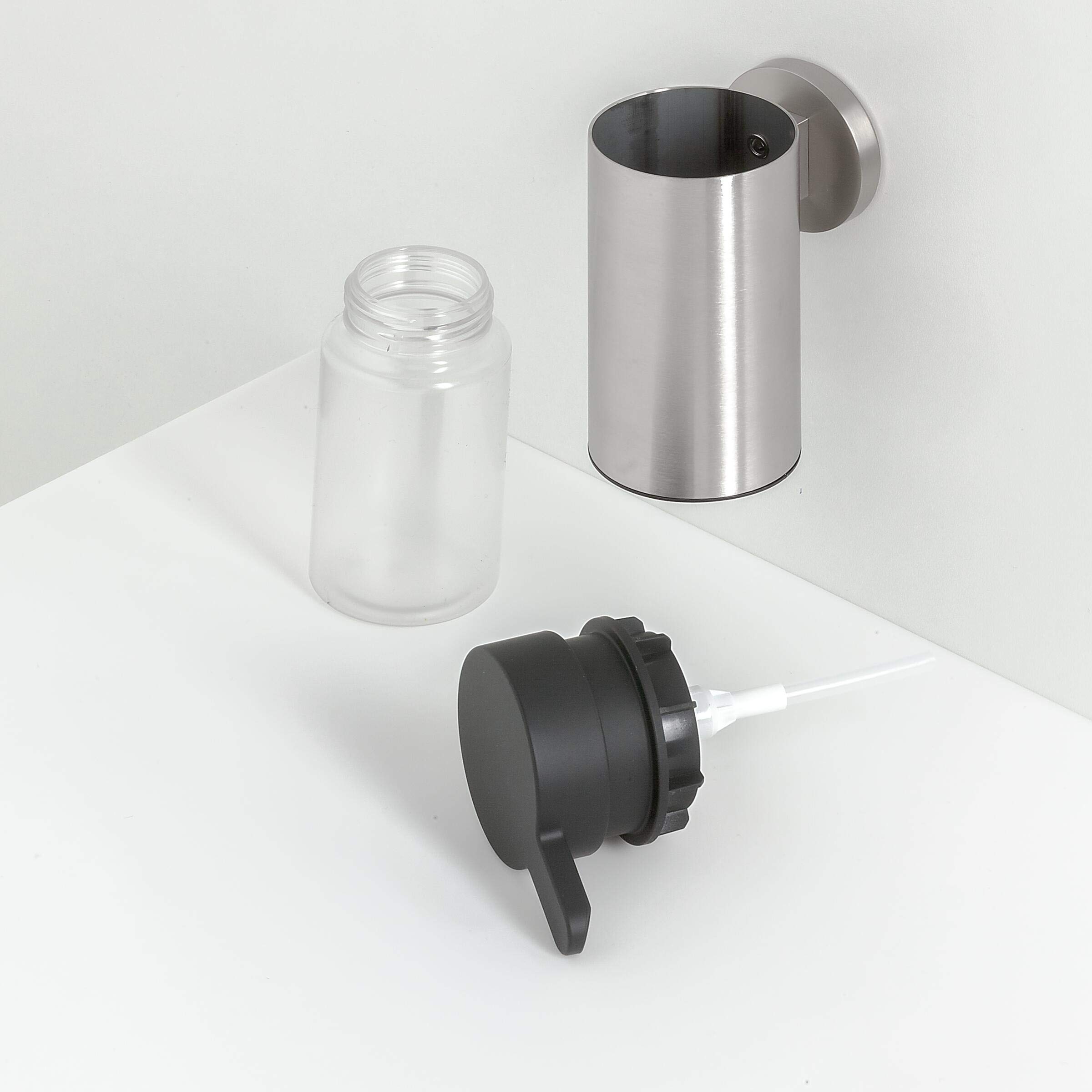 TIGER Noon Dispenser per Sapone Liquido Medio, Acciaio Inox Spazzolato