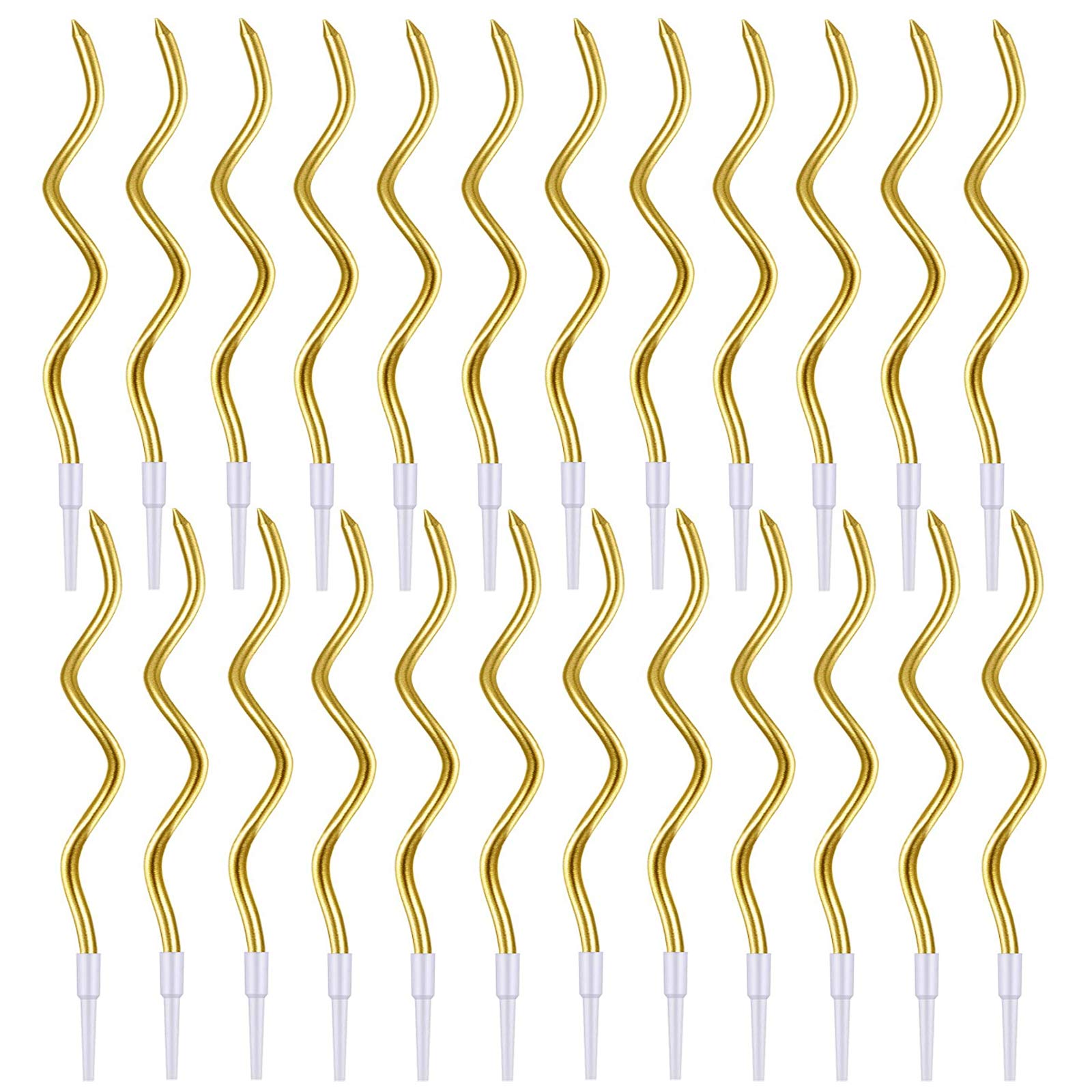 Juhonnz Gold Spiral Birthday Candles,24 Pcs Metallic Cake Candles With Holder For Birthday Wedding Party Cupcakes Topper Decorations,