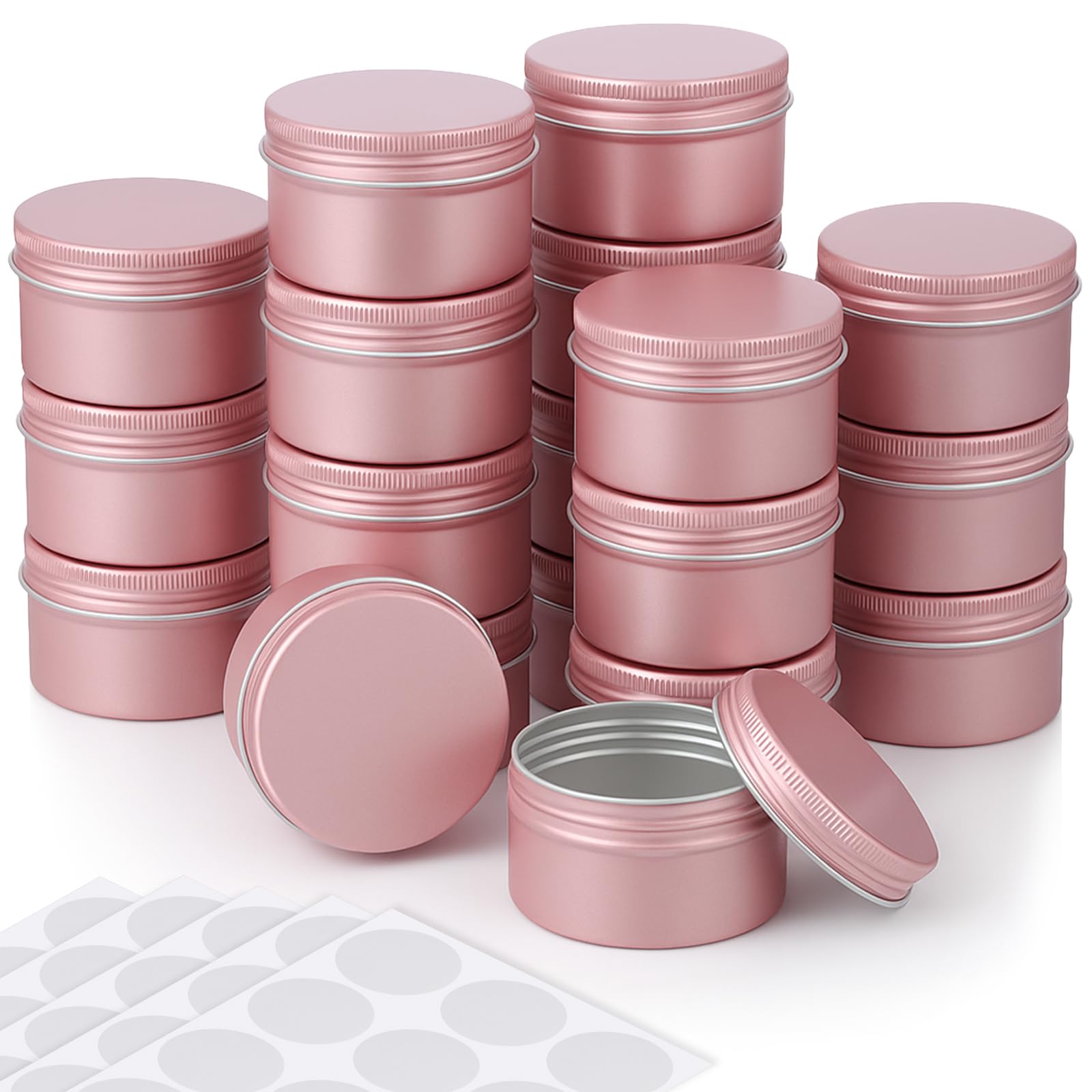Patelai 36 Pcs 4 oz Metal Round Tins Aluminum Tin Cans,Rose Gold