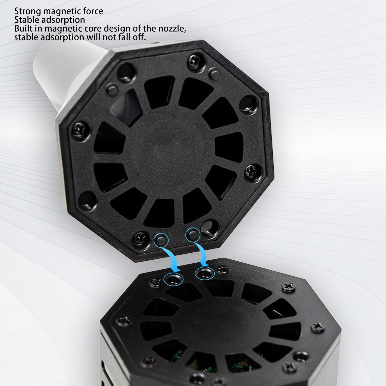 Colector de polvo de aire comprimido para soplar nieve y quitar el polvo, 130.000 rpm con 2 boquillas magnéticas inalámbricas USB para secador de coche, soplador (Negro)