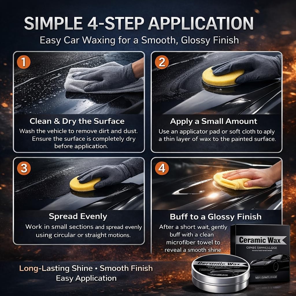 Titanium Ceramic Wax Cream for Cars, Car Coating Polishing Wax with Sponge, Scratch Repair Paste, Long Lasting Paint Protection, Easy Application, Ideal for Dark Color Cars