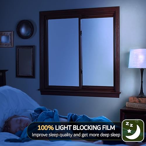 Miniatura 2 de VELIMAX Película opaca blanca para ventana, cubierta de ventana 100% bloqueo de luz, vinilo opaco para ventanas, película de privacidad para