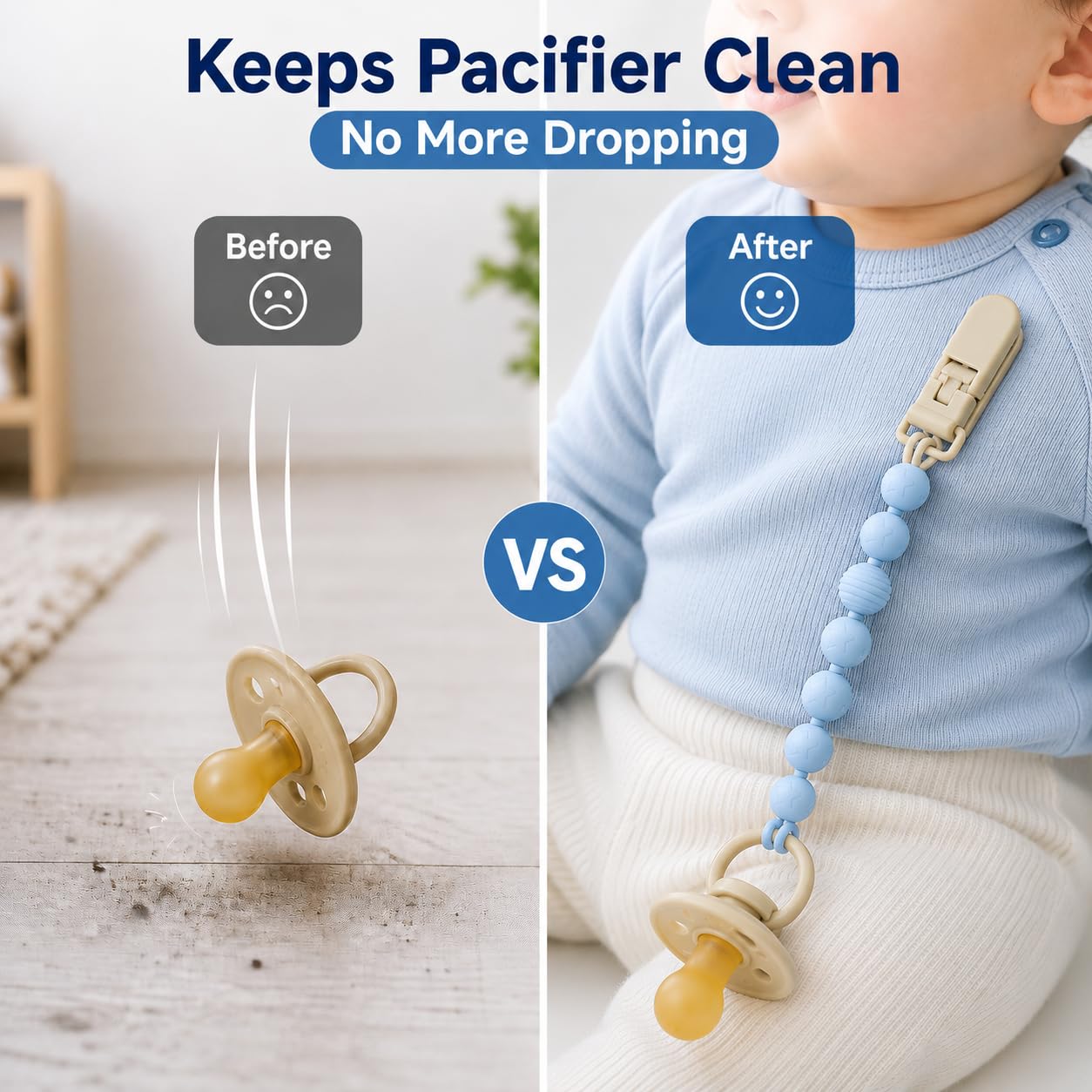 Pacifier Clip Chain Set - Keep Pacifiers Safe & Secure -3