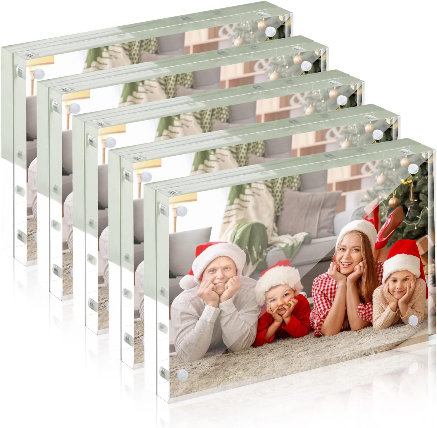 - SYNTRIFIC 4x6 Acrylic Picture Frame 5 Pack,10+10mm Thickness Acrylic Frame,Freestanding Double Sided Frames Lucite Frameless Transparent Gift for Desktop Display