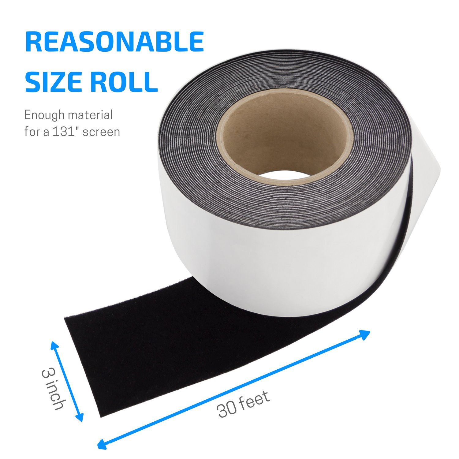 3 in x 30 ft Vibrancy Enhancing Projector Screen Felt Tape Border