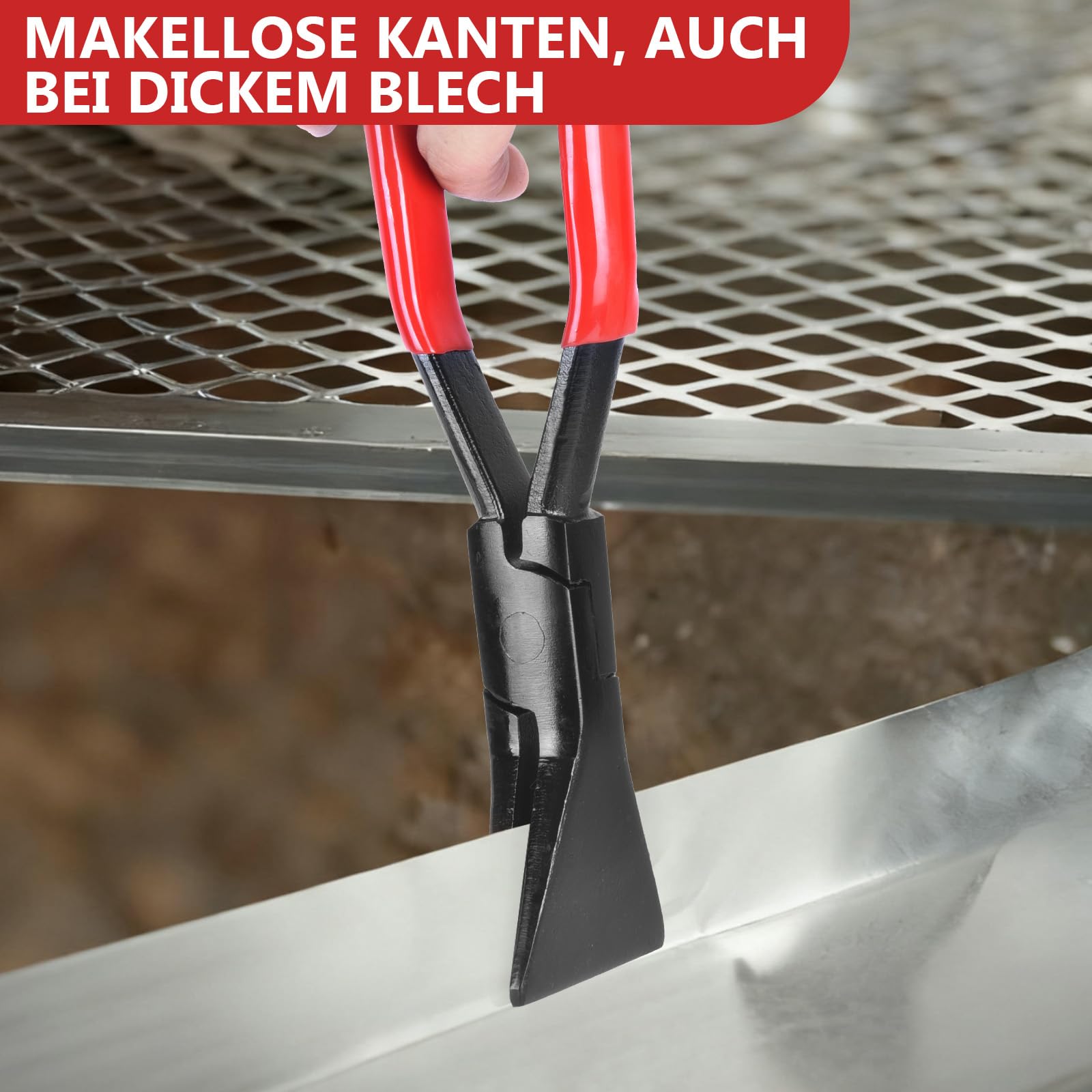 4 Stück Falzzange Set - mit 0° Falzzange & 45° Blechbiegezange & 90° Gerade Abgewinkelt Abkantzange & Rohrpresszange, Maulbreite 60 mm