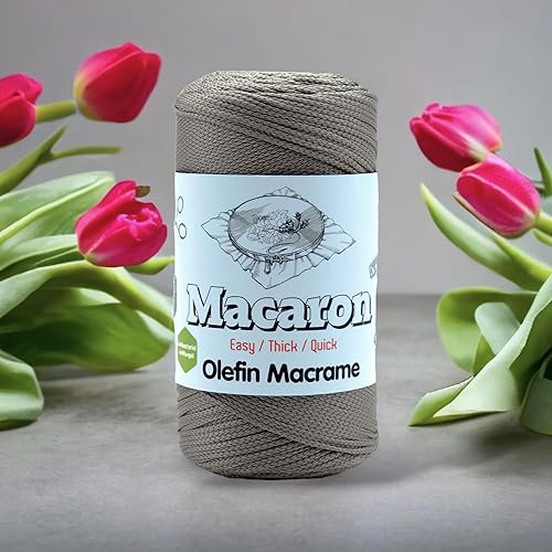 Miniatura 4 de Cuerda de macramé natural de olafina de 0.059 in x 202 yardas  Cordón natural 100% olafin de macramé perfecto para colgar en la pared (gris)