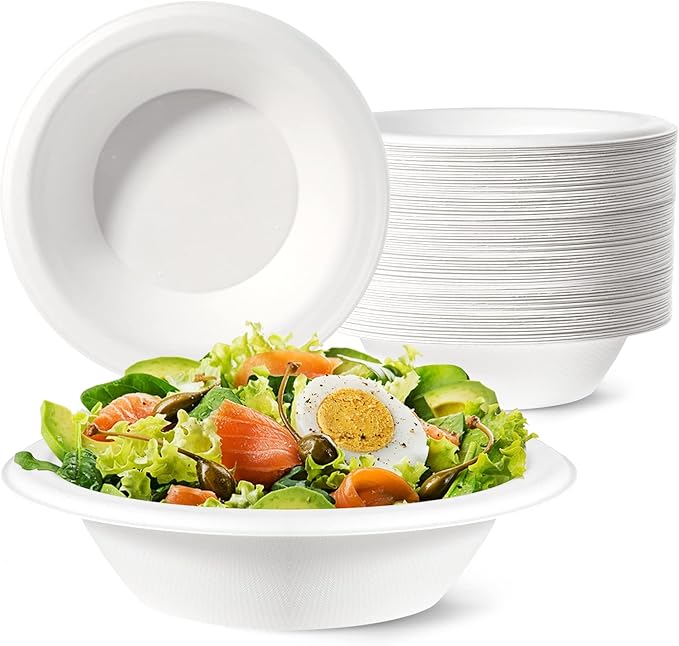 GREENESAGE Paper Bowls Disposable Bowls 20oz 50 Pack EcoFriendly