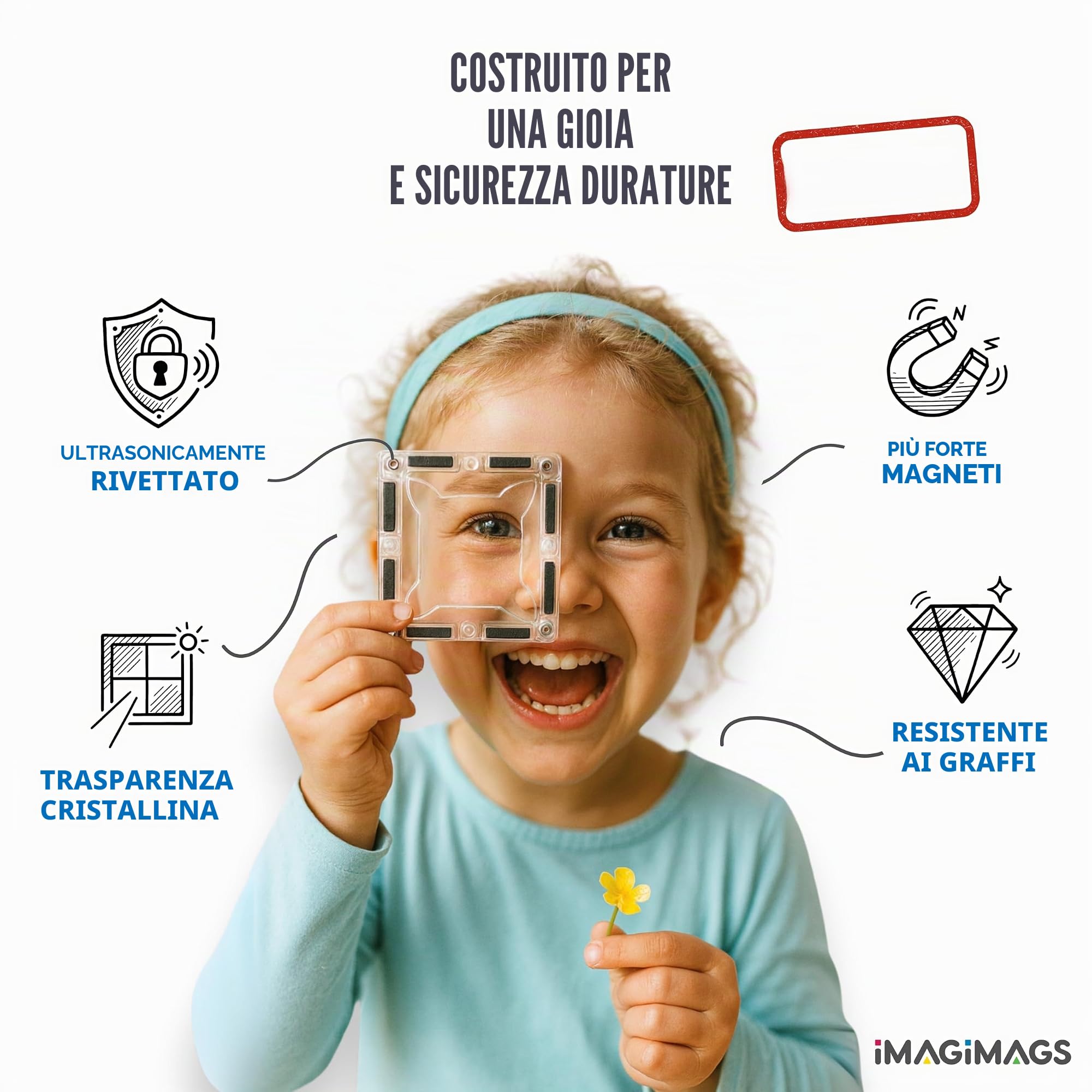 Tessere magnetiche da costruzione , set cristallo trasparente da 38 pezzi, blocchi da costruzione educativi e creativi STEM per bambini e bambine dai 3 anni in su