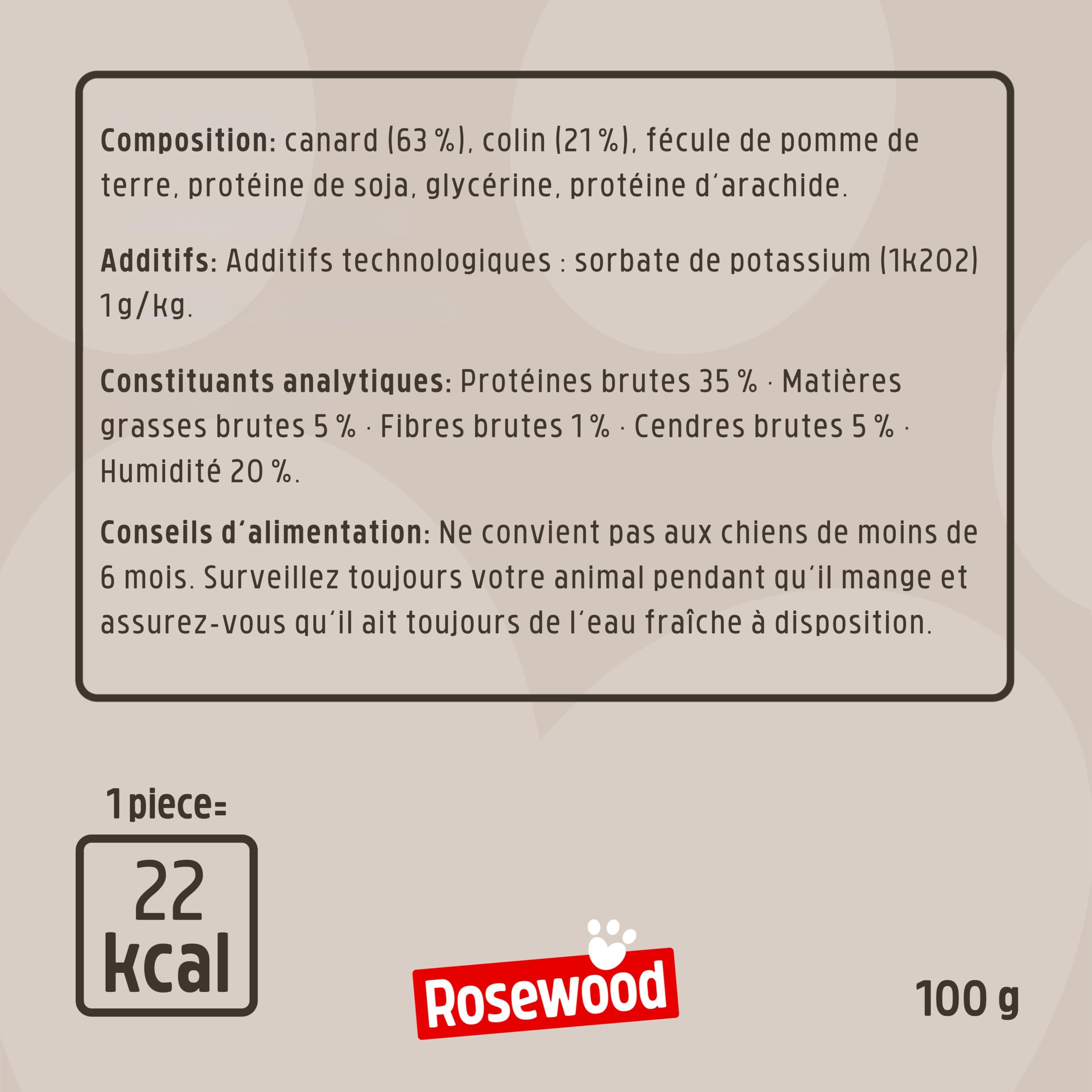 Rosewood Steak Strips Canard et Colin – Friandise Tendre pour Chien, Riche en Viande et Poisson, Faible en Graisses, sans céréales, sans additifs artificiels, 100 g