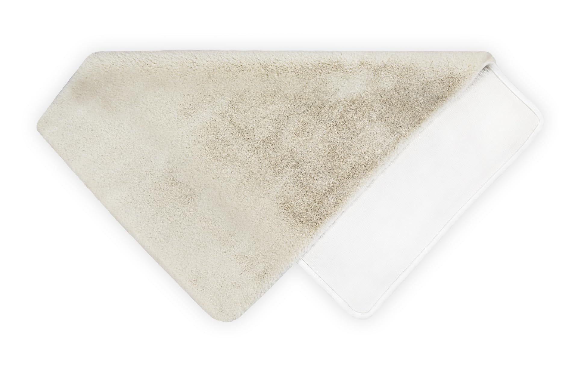 WECONhome Basics Emil - Alfombra de baño (80 x 150 cm), color crema y beige | Elegante alfombra de baño, antideslizante, lavable y supersuave, ideal para un baño moderno