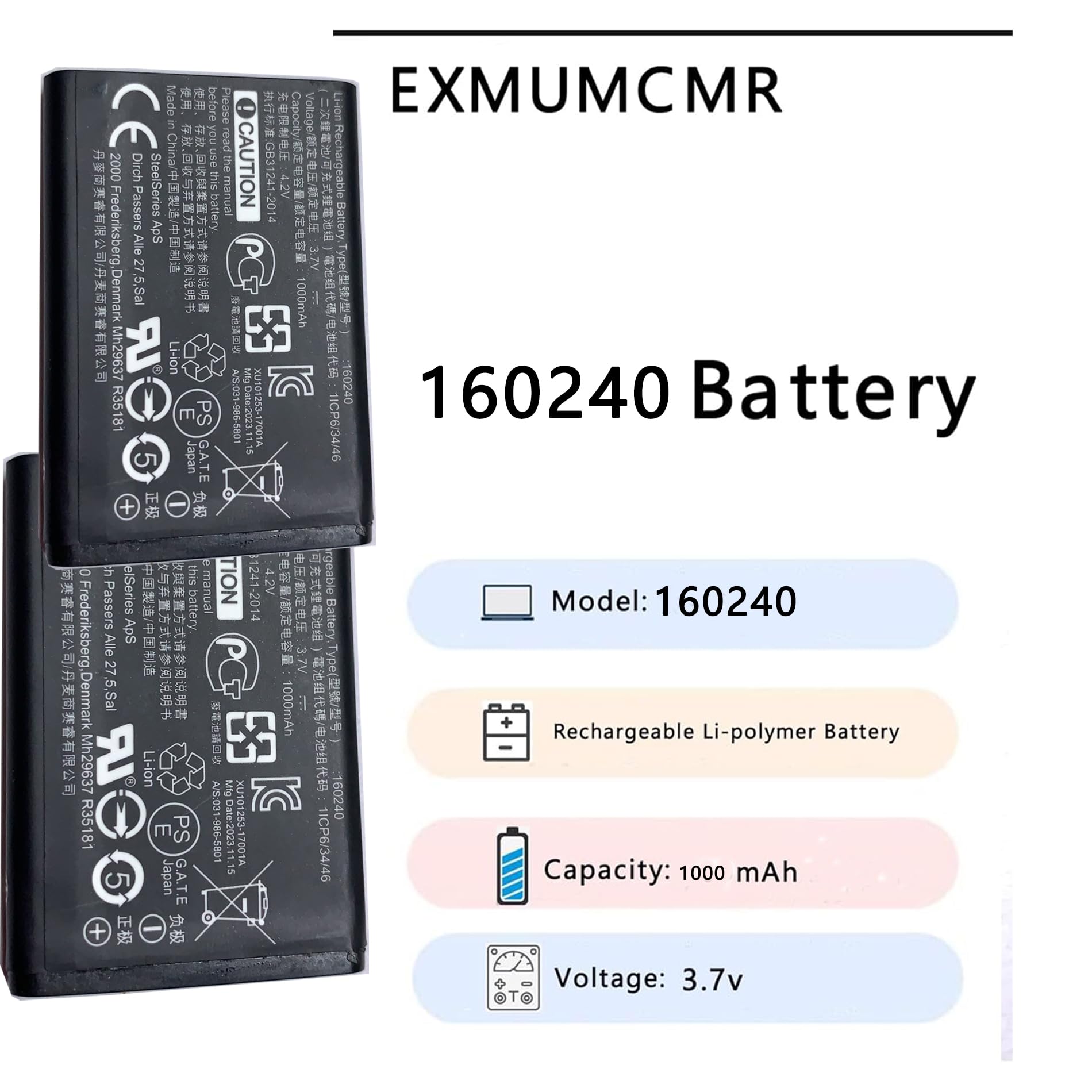 Batterie Arctis Pro 160240, battes de rechange Li-ion 2500 mAh pour casques Steelseries Arctis Pro Wireless Siberia 800, Siberia 840, 61298RX, casque de jeu sans fil H Batterie Arctis Pro 160240, battes de rechange Li-ion 2500 mAh pour casques Steelseries Arctis Pro Wireless Siberia 800, Siberia 840, 61298RX, casque de jeu sans fil H