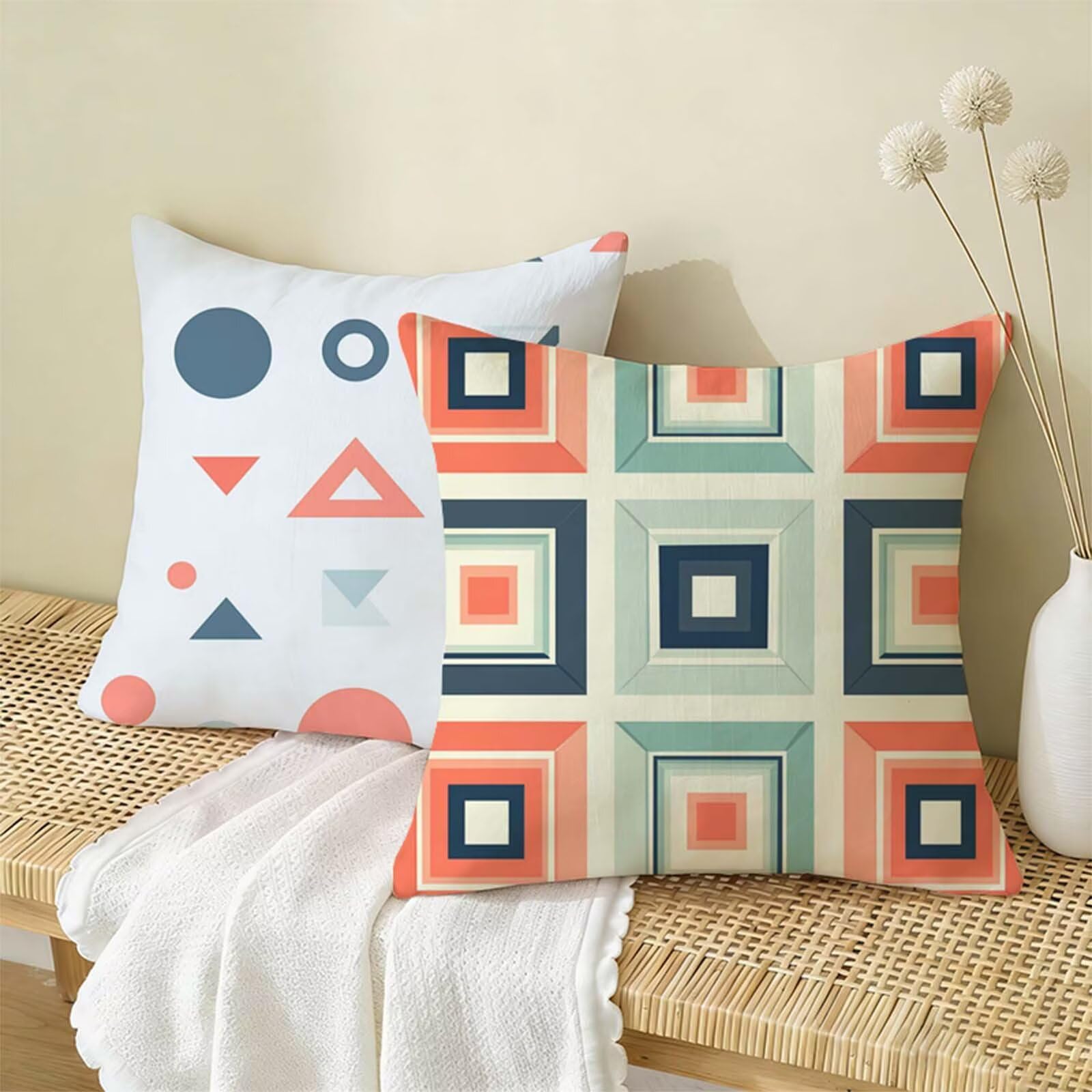 Proste poszewki na poduszki 80 cm x 80 cm, zestaw 2 szt., jednokolorowe, dwustronne, trwałe, można prać w pralce, do salonu, odświeżenia, idealna dekoracja domu, prezent X-116