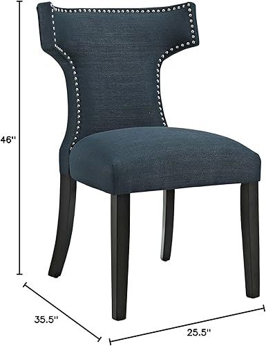 Miniatura 3 de Modway Baron Curve - Tela tapizada moderna de mediados de siglo con ribete de cabeza de clavo, dos sillas, azul celeste