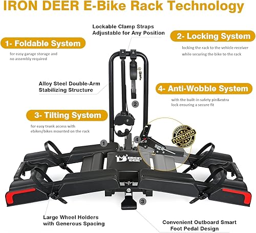 Miniatura 6 de Eco Pro - Soporte mejorado para bicicletas eléctricas de 200 libras con rampa para 2 bicicletas eléctricas, soporte para bicicletas eléctricas para