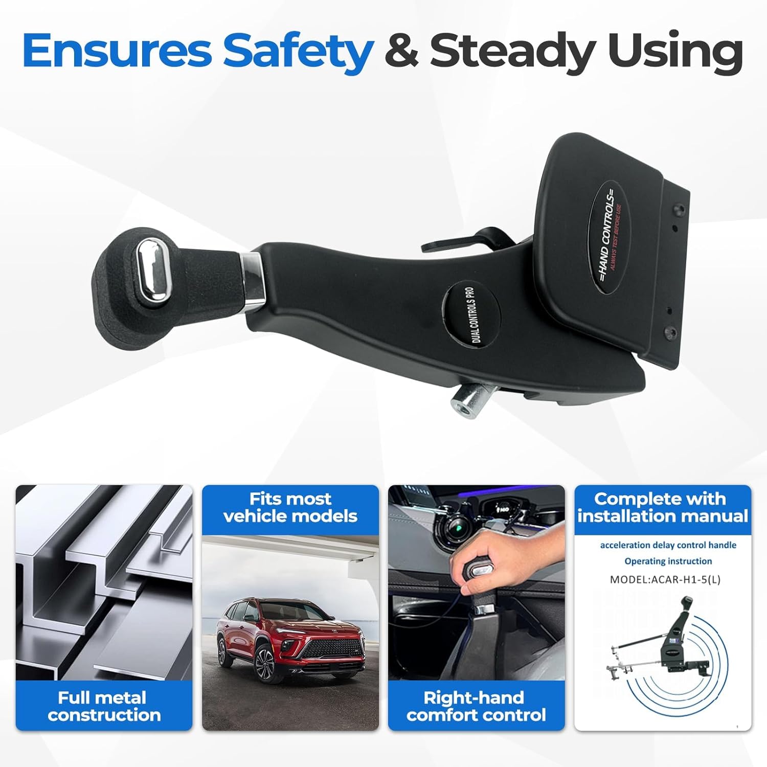 Handicap Drivers Fixed Hand Controls Permanent Device, Driving Hand Controls Car Pedal Assist Controls（Highly Adaptable Version）