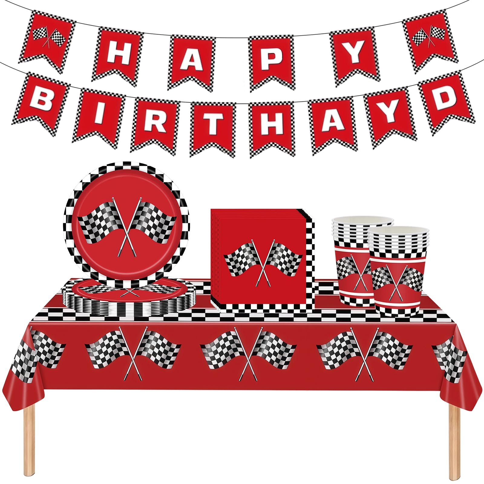 Christmas Tableware Decorations,Party Table Cloth,Paper Cups Napkins Plates Santa Christmas Table Cover Dinnerware for Party Supplies (Car Red)