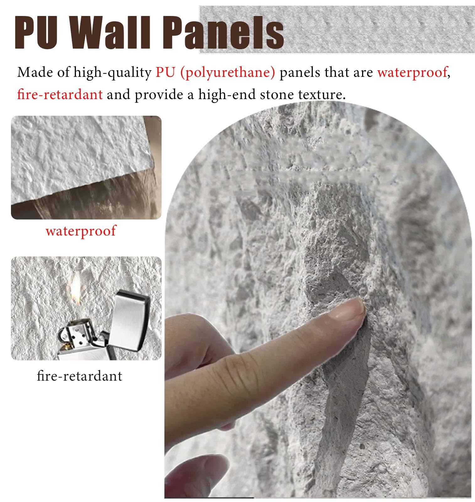 Pannelli Decorativi per Pareti Pannelli Decorativi da Parete per Interni, Rivestimento In Pietra Artificiale, Pannelli Murali per Esterni, Carta da Parati per Sfondo del Soggiorno(White- 10pcs)
