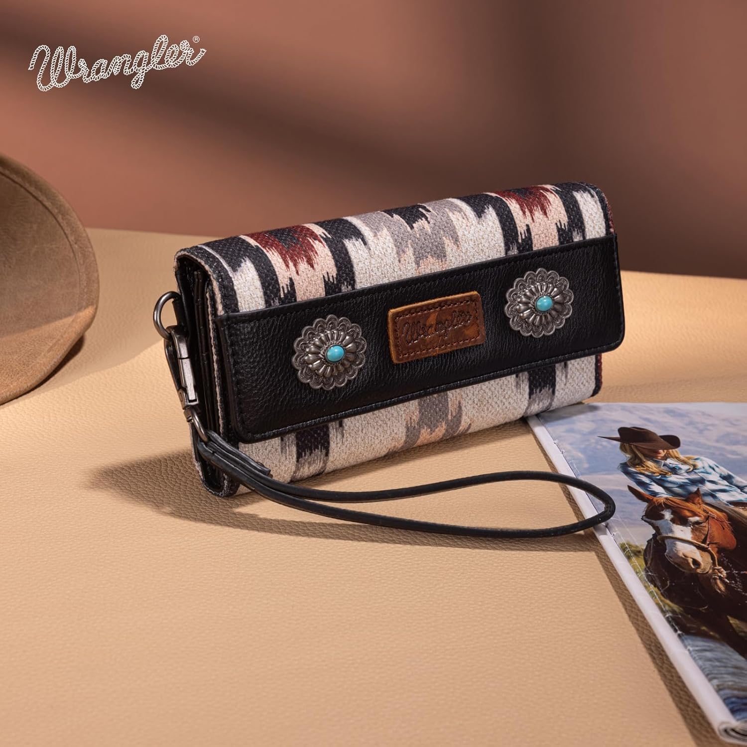 Wrangler Western Wallet for Women Aztec Turquoise Clutch Puese Trifold Wristlet Wallets - Image 5