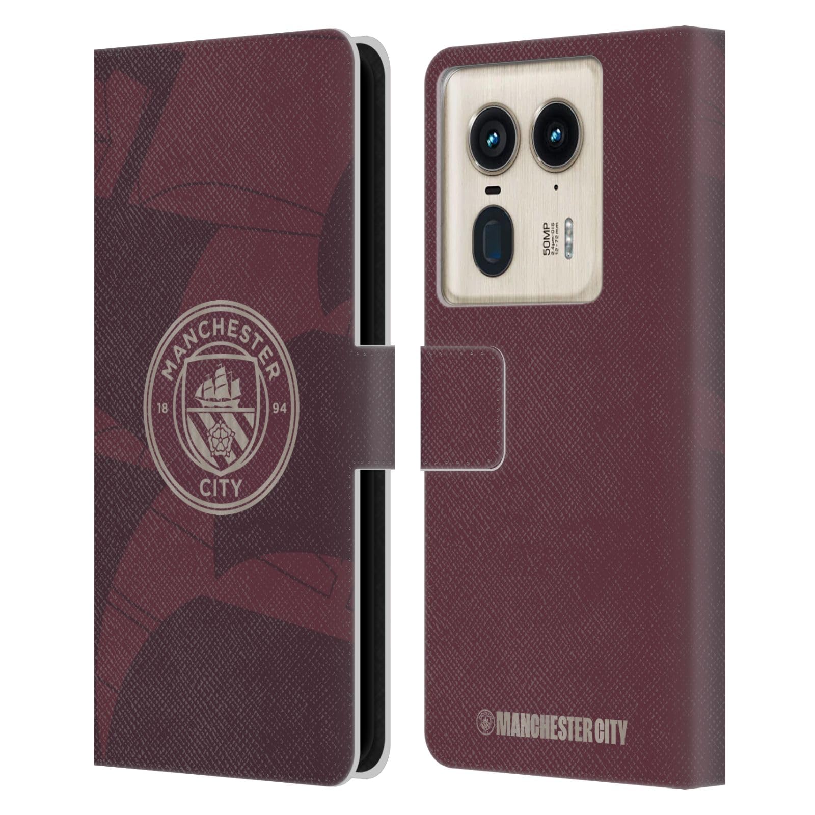 Head Case Designs Officially Licensed Manchester City Man City FC Third 2024/25 Badge Kit Leather Book Wallet Case Cover Compatible with Motorola Edge 50 Ultra/X50 Ultra