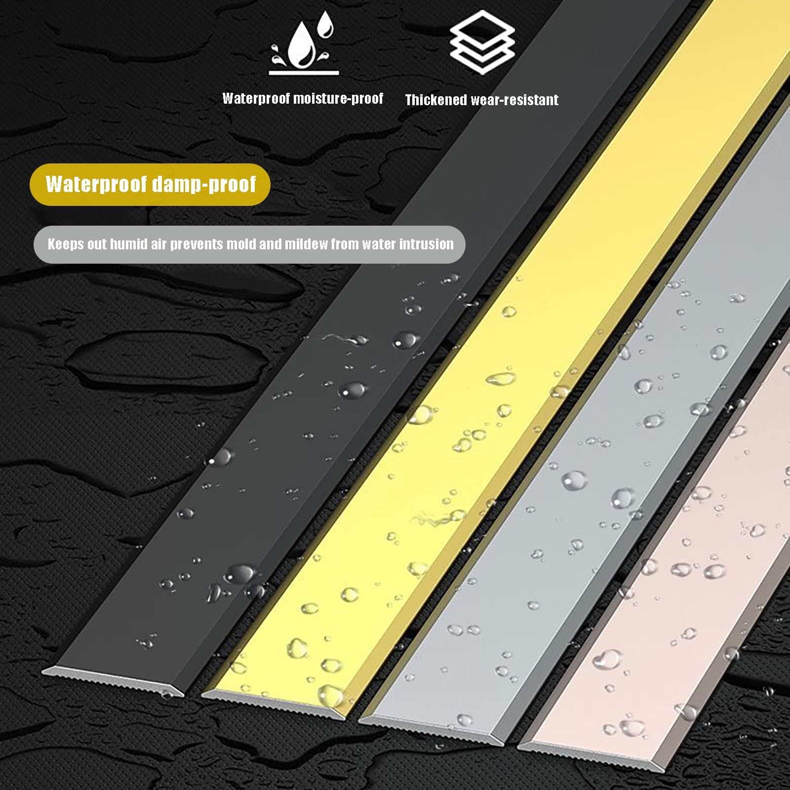 3 piezas 90cm Largo, Tapajuntas Suelo Perfil De Transición, Tira de Transición para Baldosas, Laminado y Parquet(Grey,5cm*270cm(3 * 90cm))