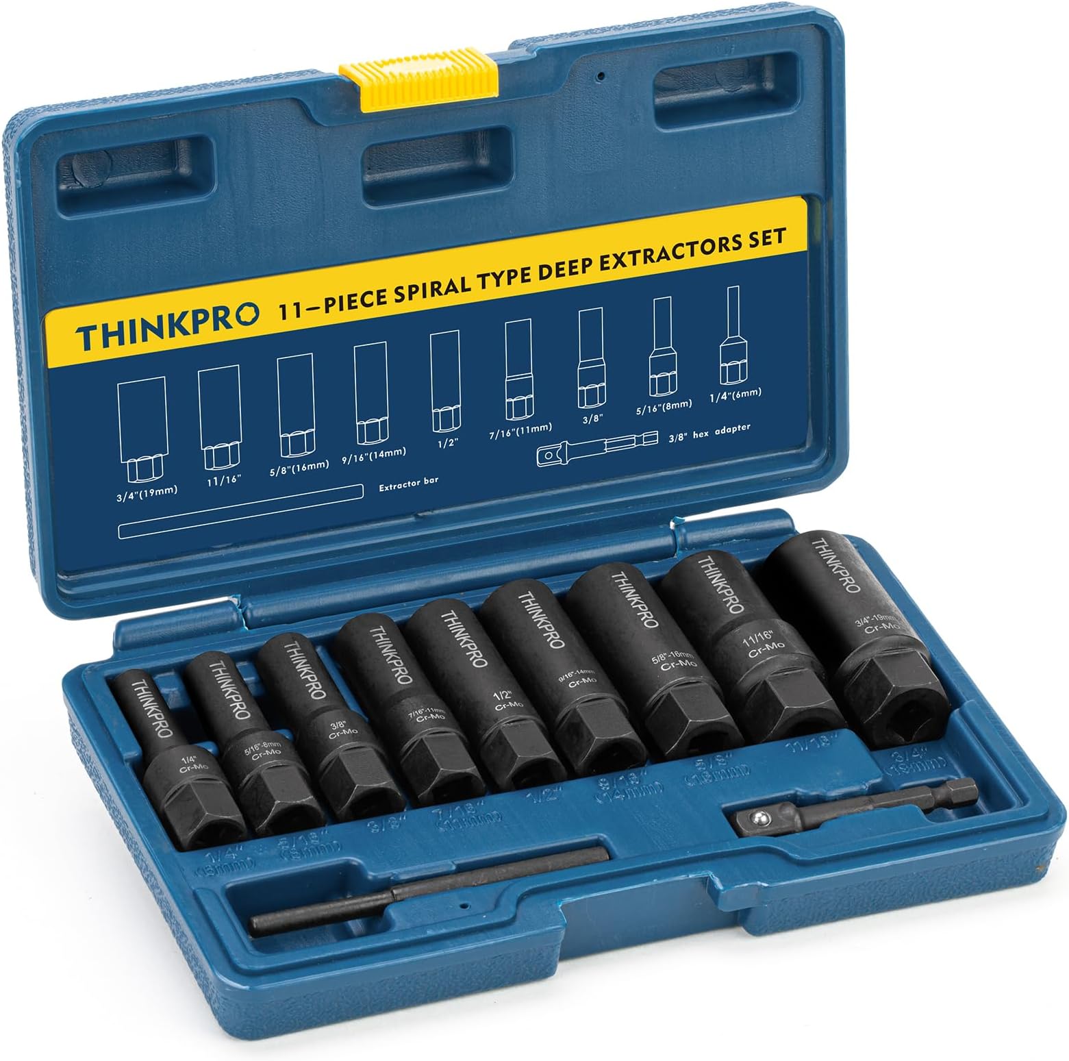 Bolt Extractor Kit,11-Piece Lug Nut Removal Tool,Deep Extractor Socket Set Nut Extractor Set for Removing Stud,Broken,Stripped,Frozen,Rusted,Rounded-Off Bolts, Nuts & Screws