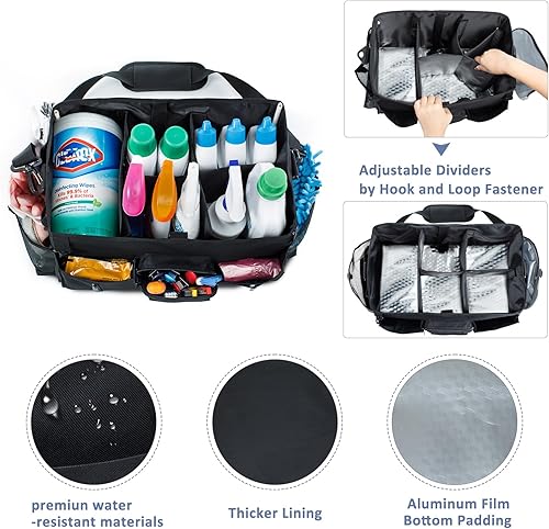Miniatura 2 de Organizador Grande de Suministros de Limpieza - Organizador de Caddy de Limpieza con Asas y Correa para el Hombro - Bolsas de Limpieza para
