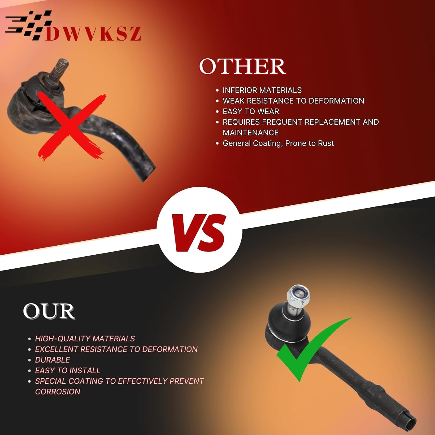 Front Tie Rod End - Suspension Kit Steering Tie Rod End Assembly 2PC Dwvksz for Volkswagen R32 3.2L 2008