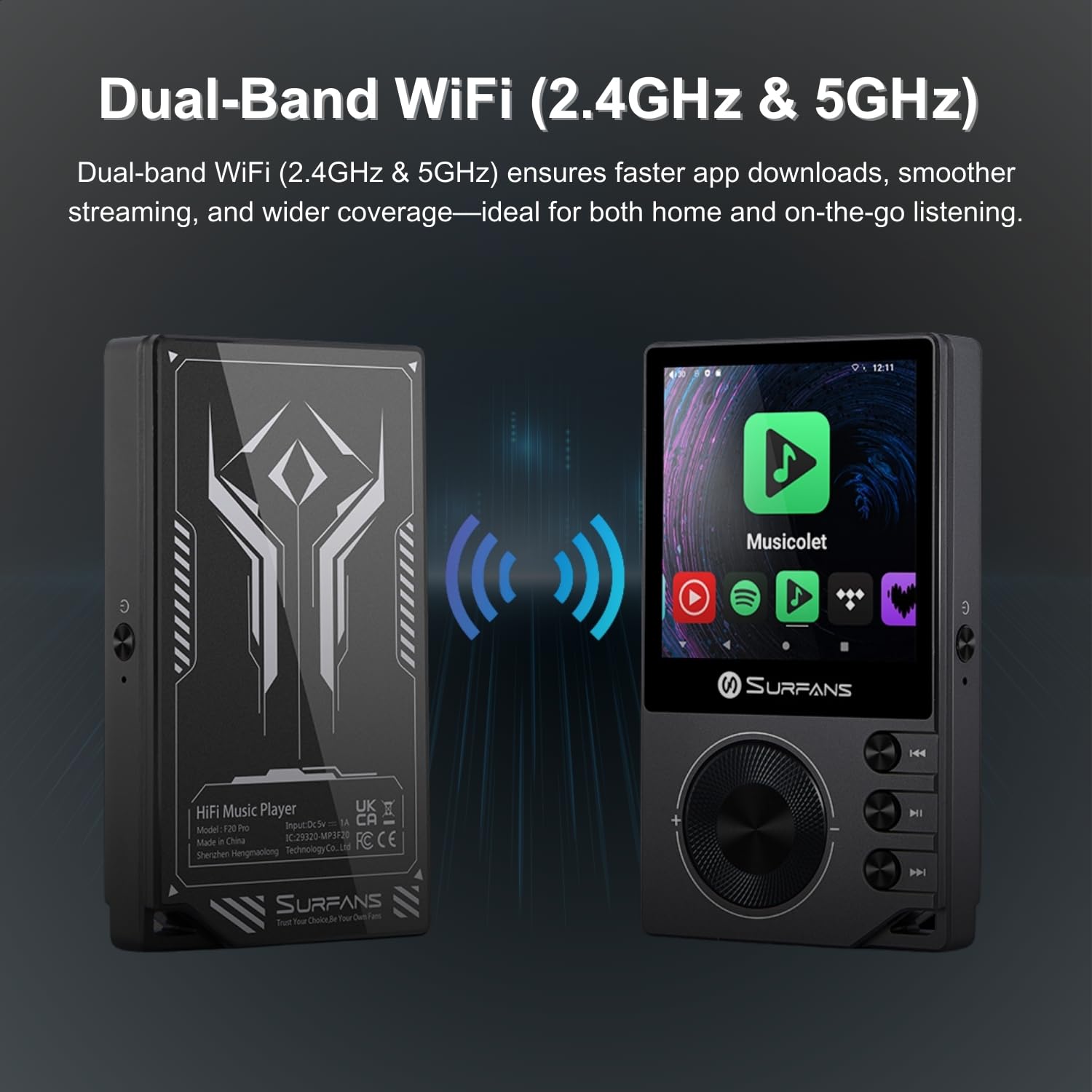 Amazon.com: Surfans F20 Pro Hi-Res Music Player, Dual ESS9018 DAC