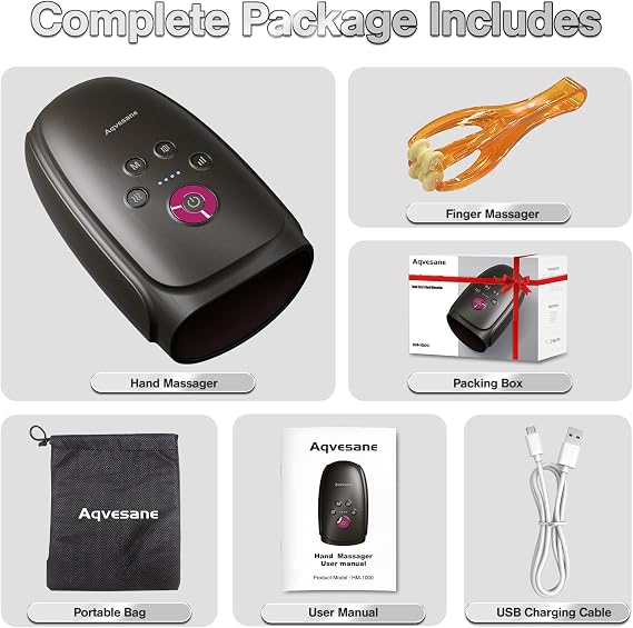 Hand Massager with Heat and Compression, Cordless Hand and Wrist Massager for Arthritis and Carpal Tunnel, Rechargeable, Gifts for Women Men, Dark Grey
