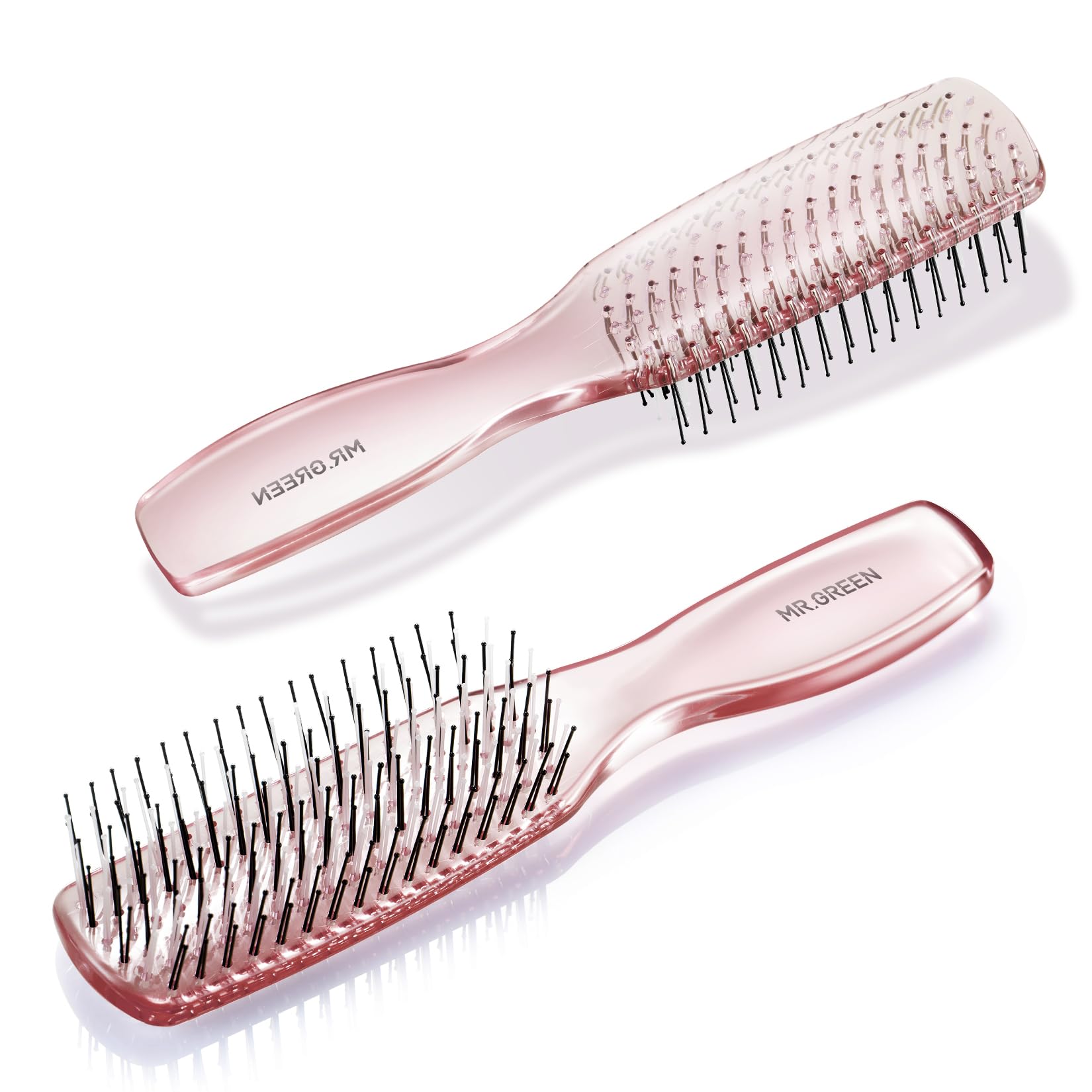 MR.GREEN Hair Brush Crystal Scalp Massage Combs Volumizing Hair Styling Fine Tooth Detangling Tool For Long Wet Dry Hair Women Gift (Pink, Small)