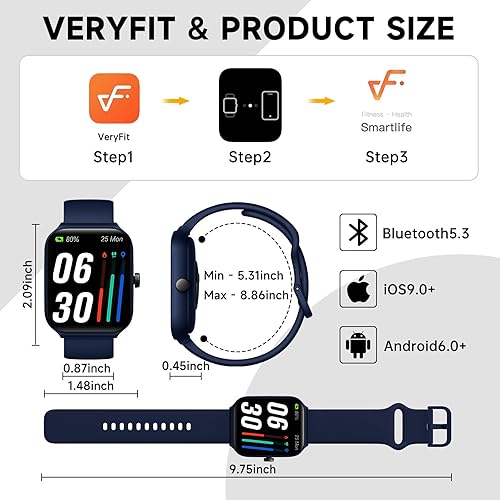 Miniatura 9 de Faweio Relojes inteligentes para hombres y mujeres, Alexa integrado y llamada Bluetooth (respuestahace), pantalla táctil de 1.95 pulgadas,