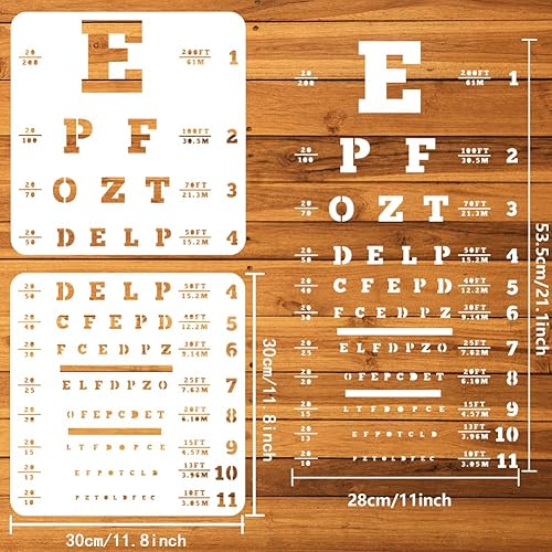 Miniatura 2 de FINGERINSPIRE Plantilla de plantilla de gráfico de ojos Snellen de 11.8 x 11.8 pulgadas, plantilla de plástico para pruebas de ojos, plantillas